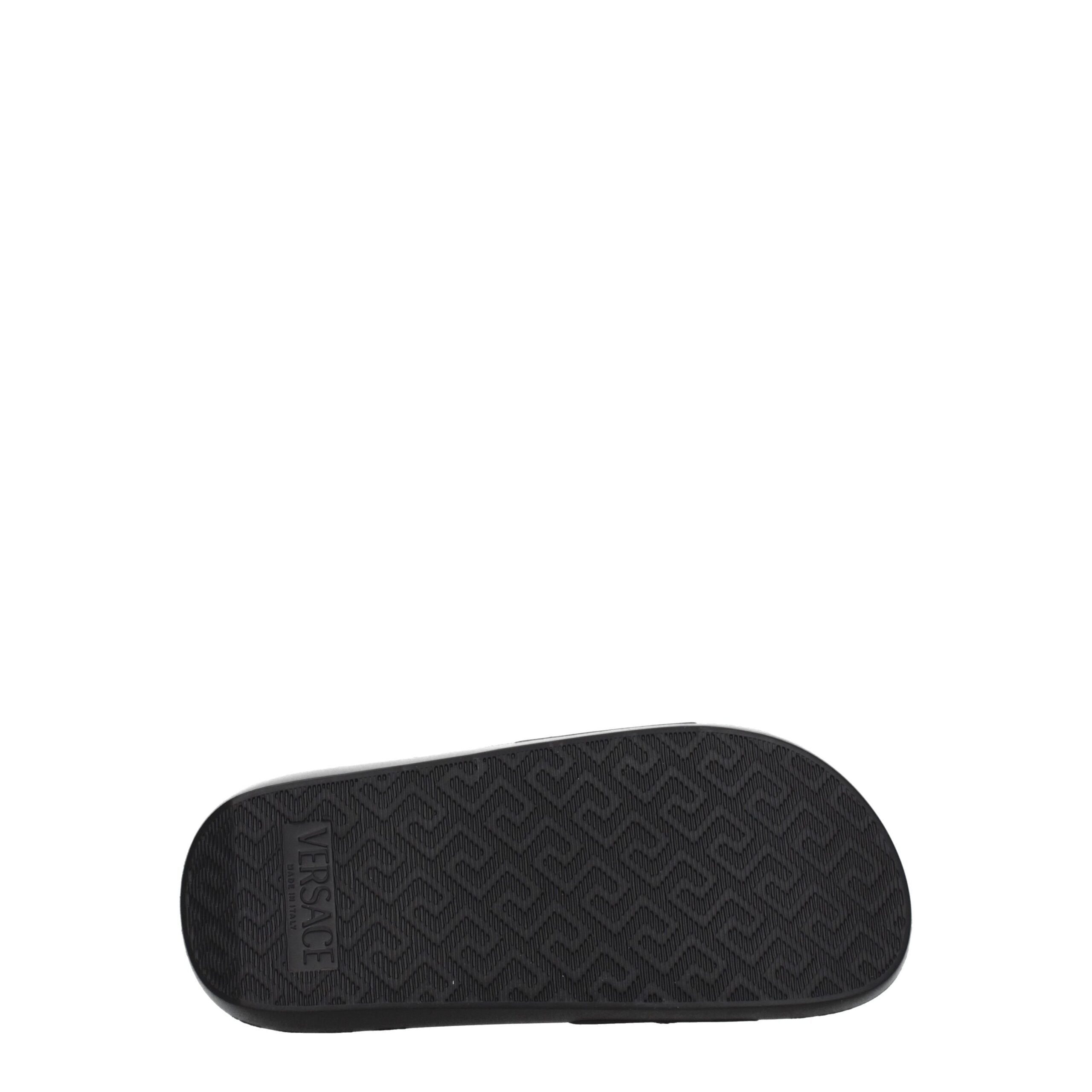 Versace Elegant Leather Slippers in Black-5
