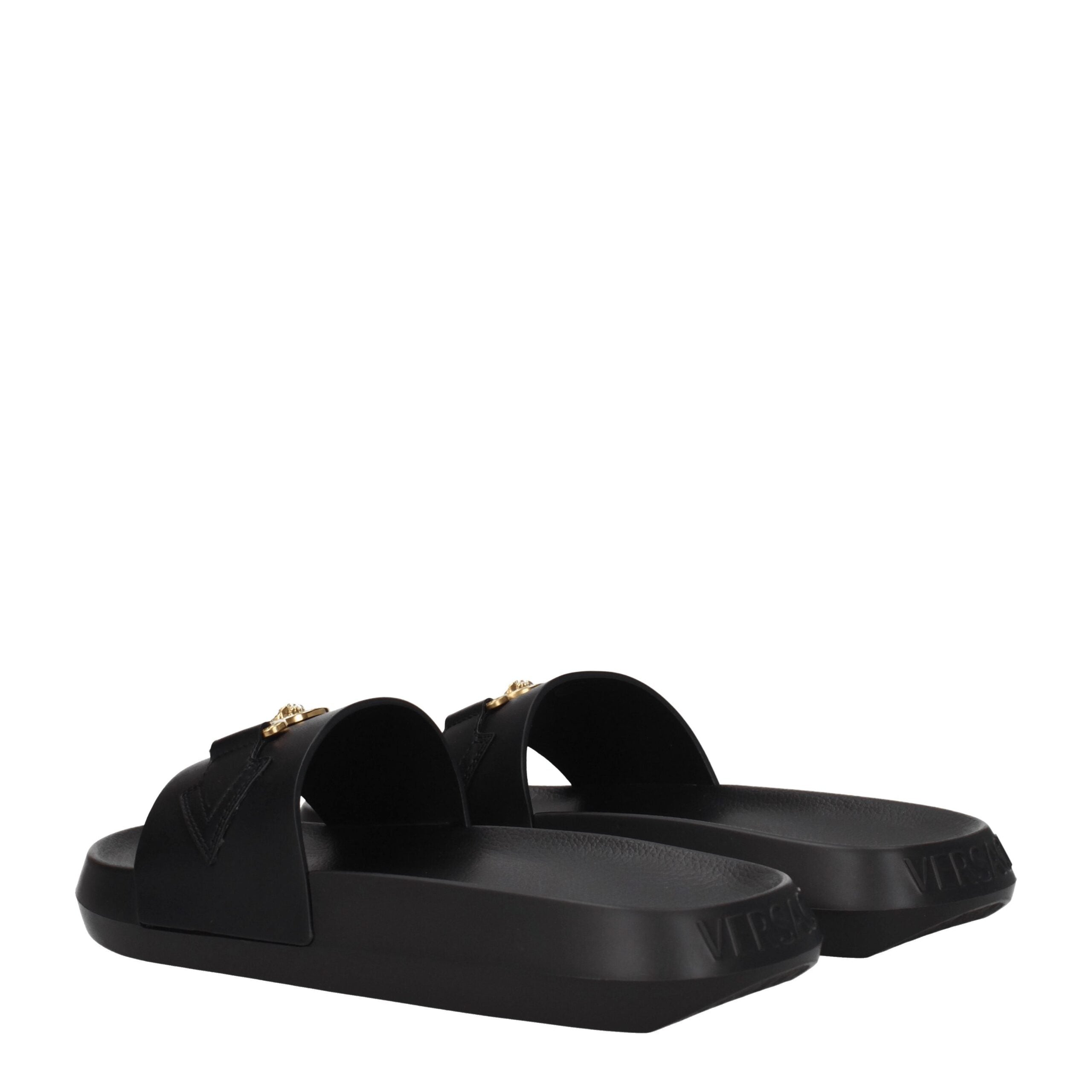 Versace Leder-Hausschuhe in Schwarz-4