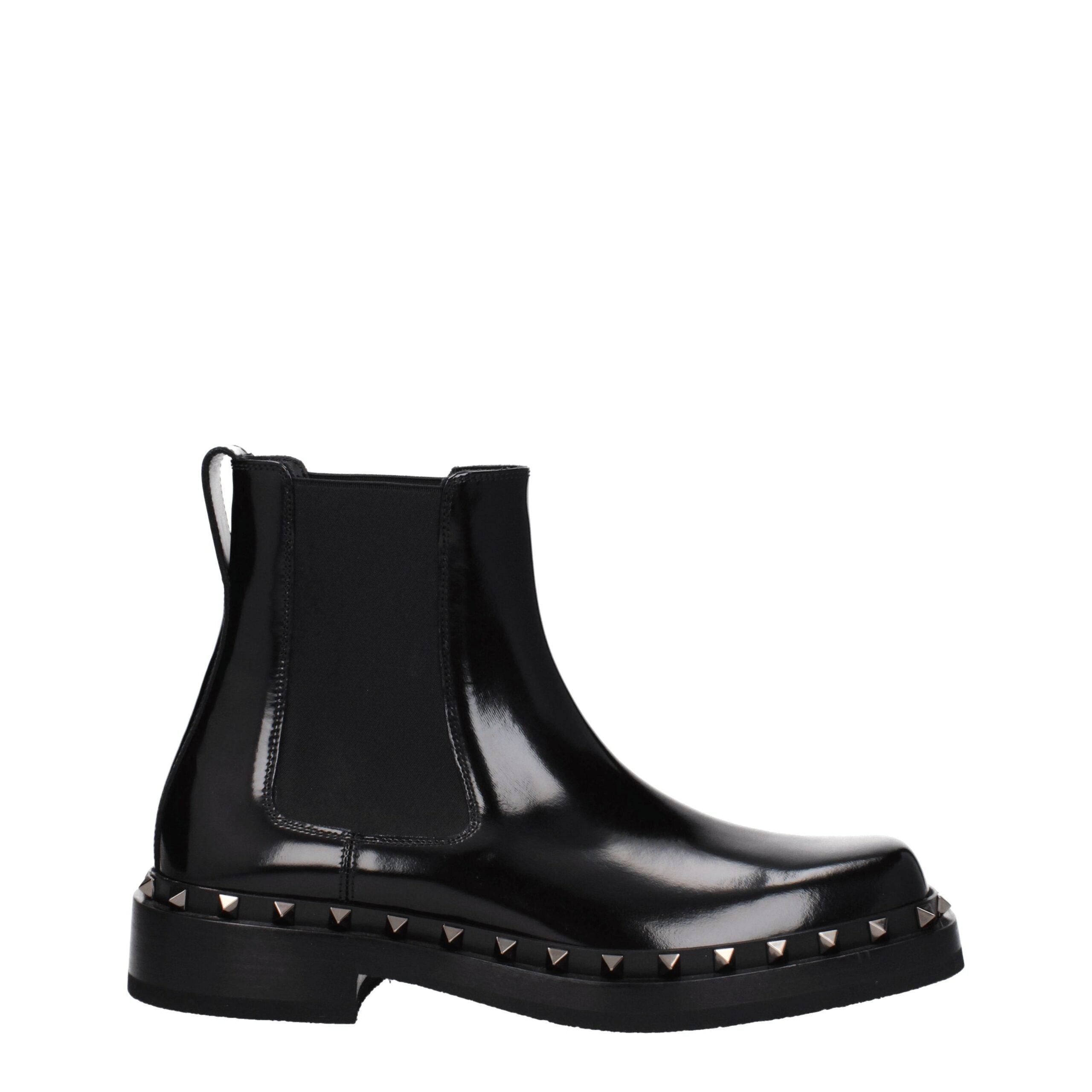 Valentino Garavani Black Leather Ankle Boots-1