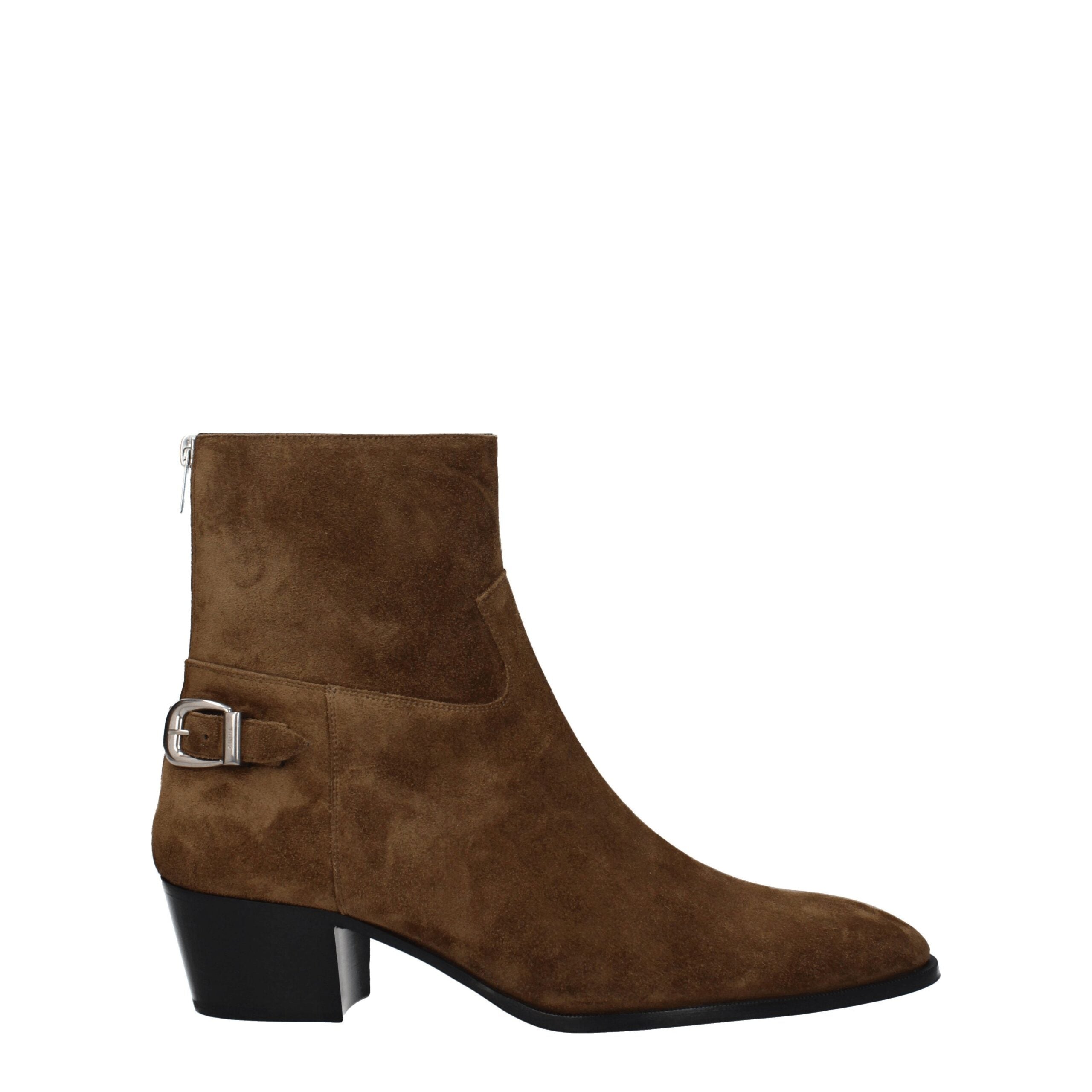 Celine Brown Leather Ankle Boots-1
