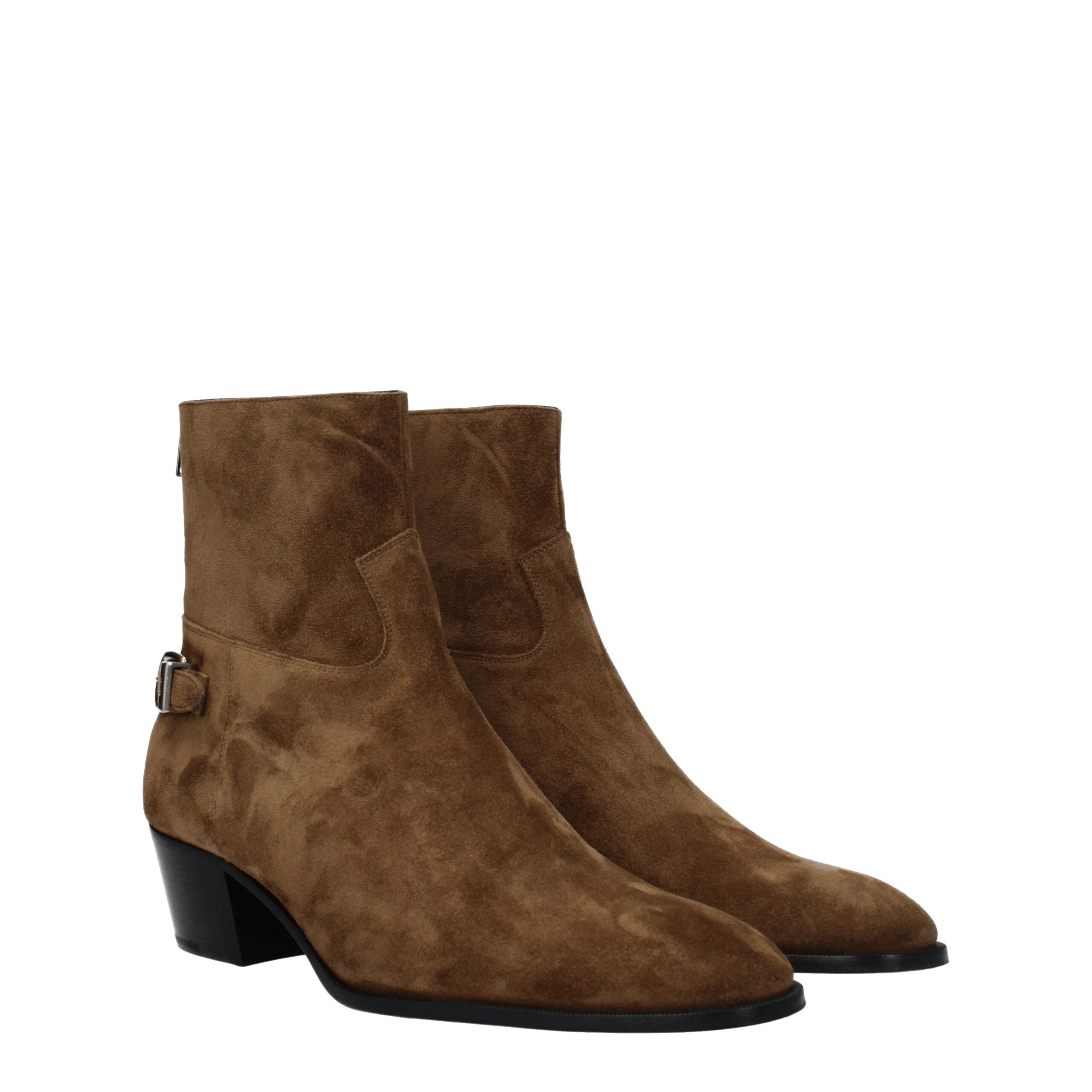 Celine Brown Leather Ankle Boots-2