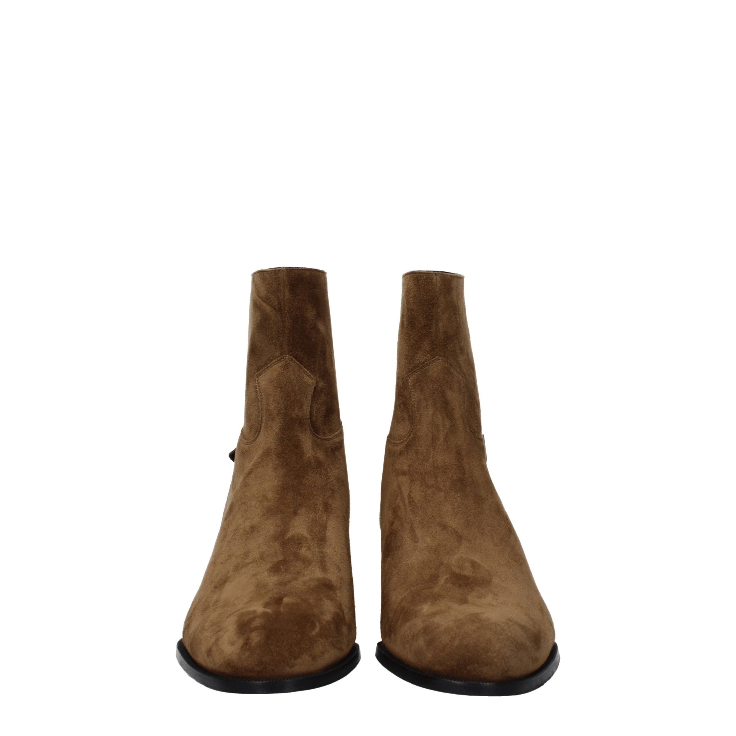 Celine Brown Leather Ankle Boots-3
