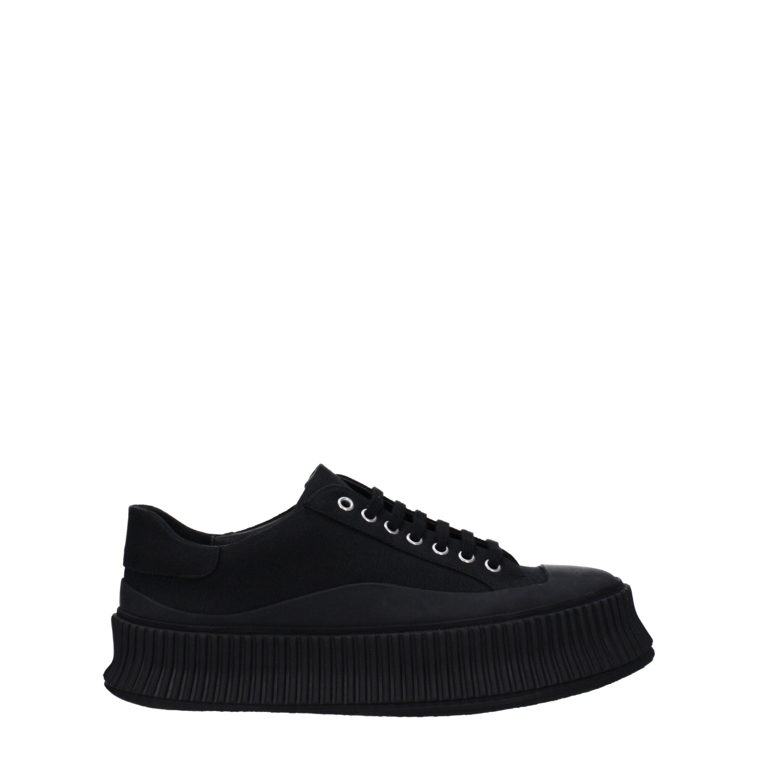 Jil Sander black platform sneakers made of fabric-1