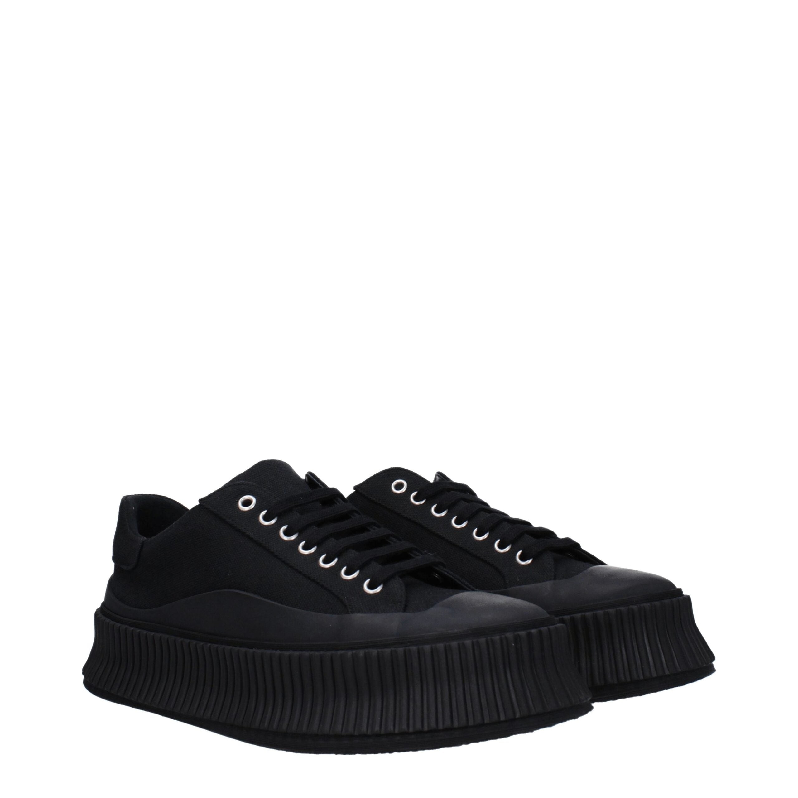 Jil Sander black platform sneakers made of fabric-2