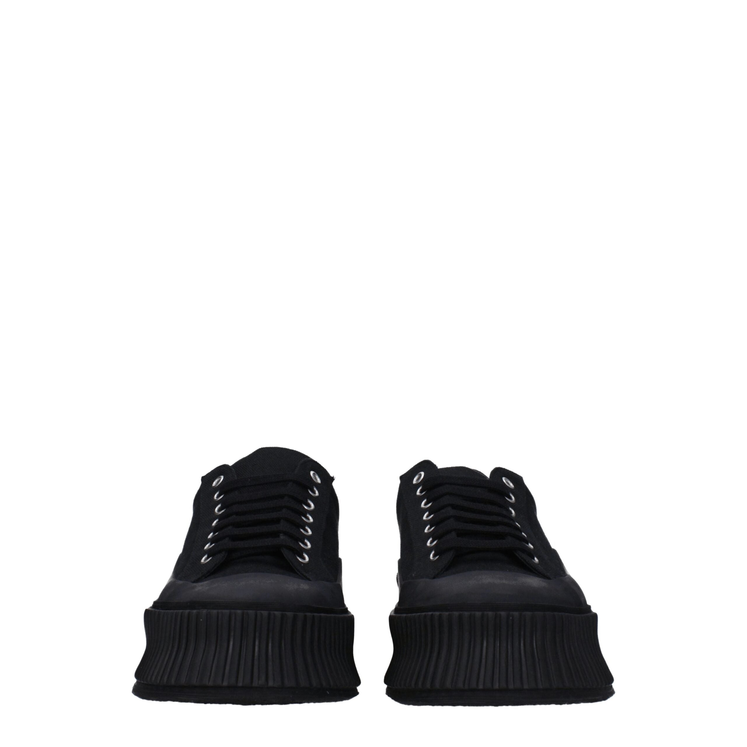 Jil Sander black platform sneakers made of fabric-3
