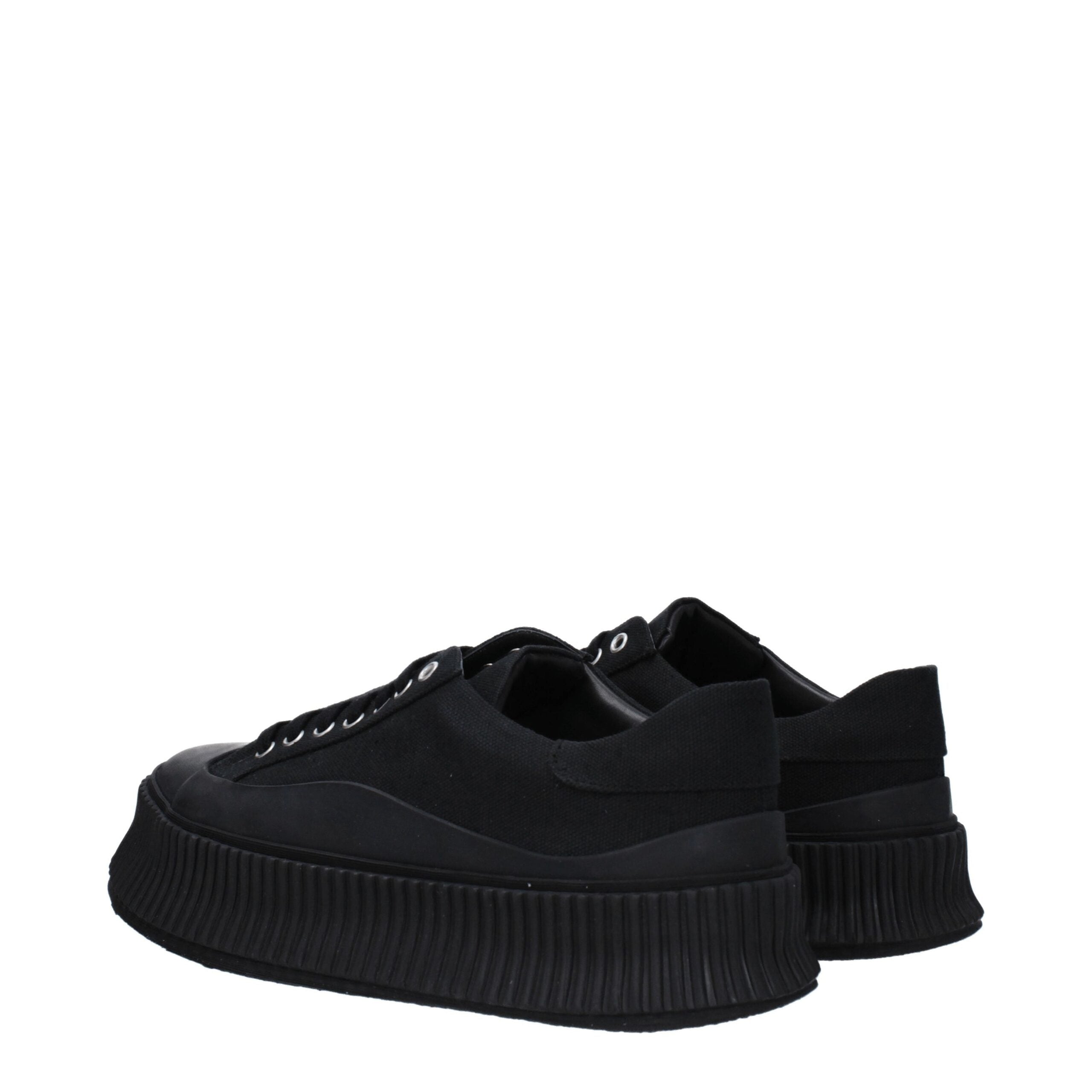 Jil Sander black platform sneakers made of fabric-4