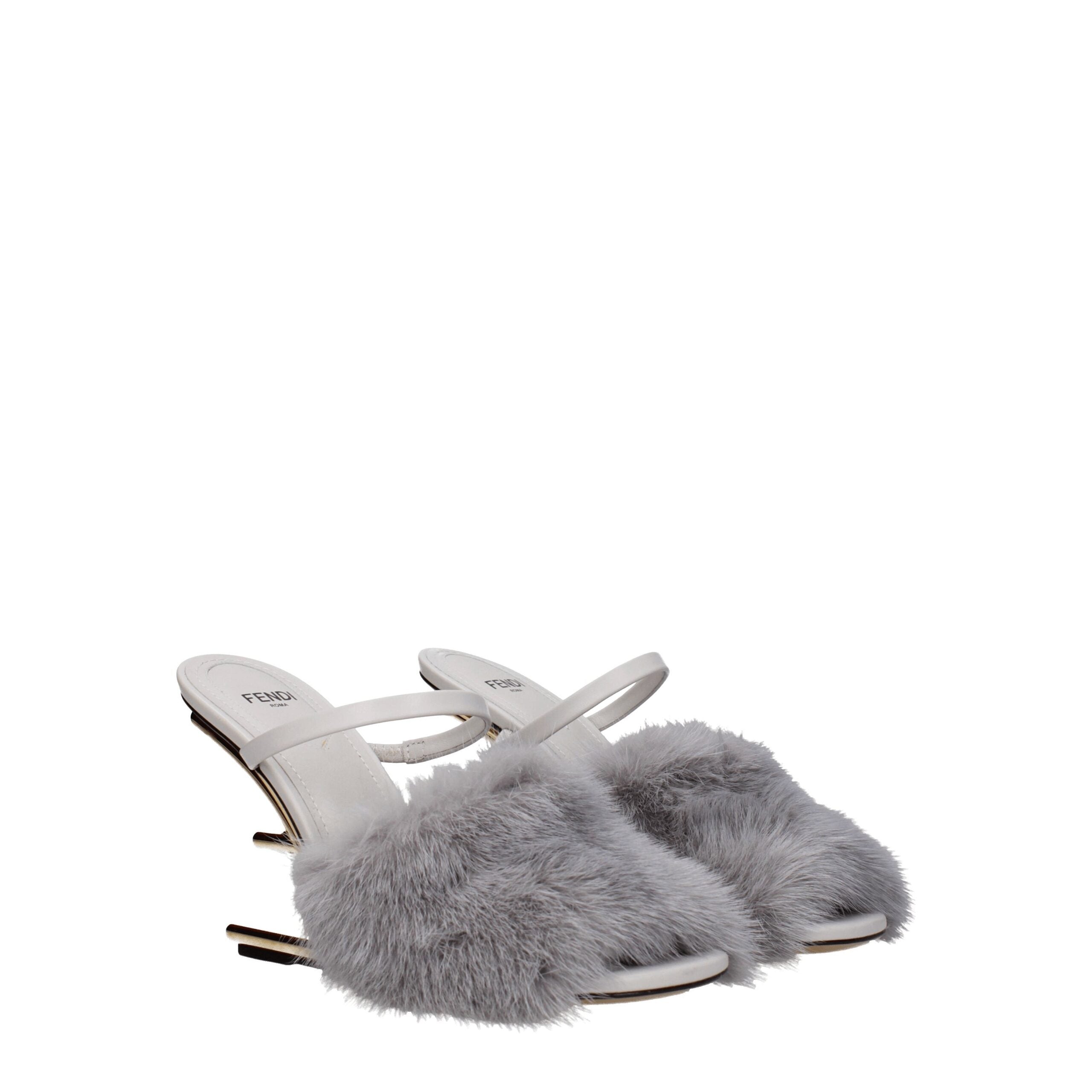 Fendi Grey Mink Slippers-2