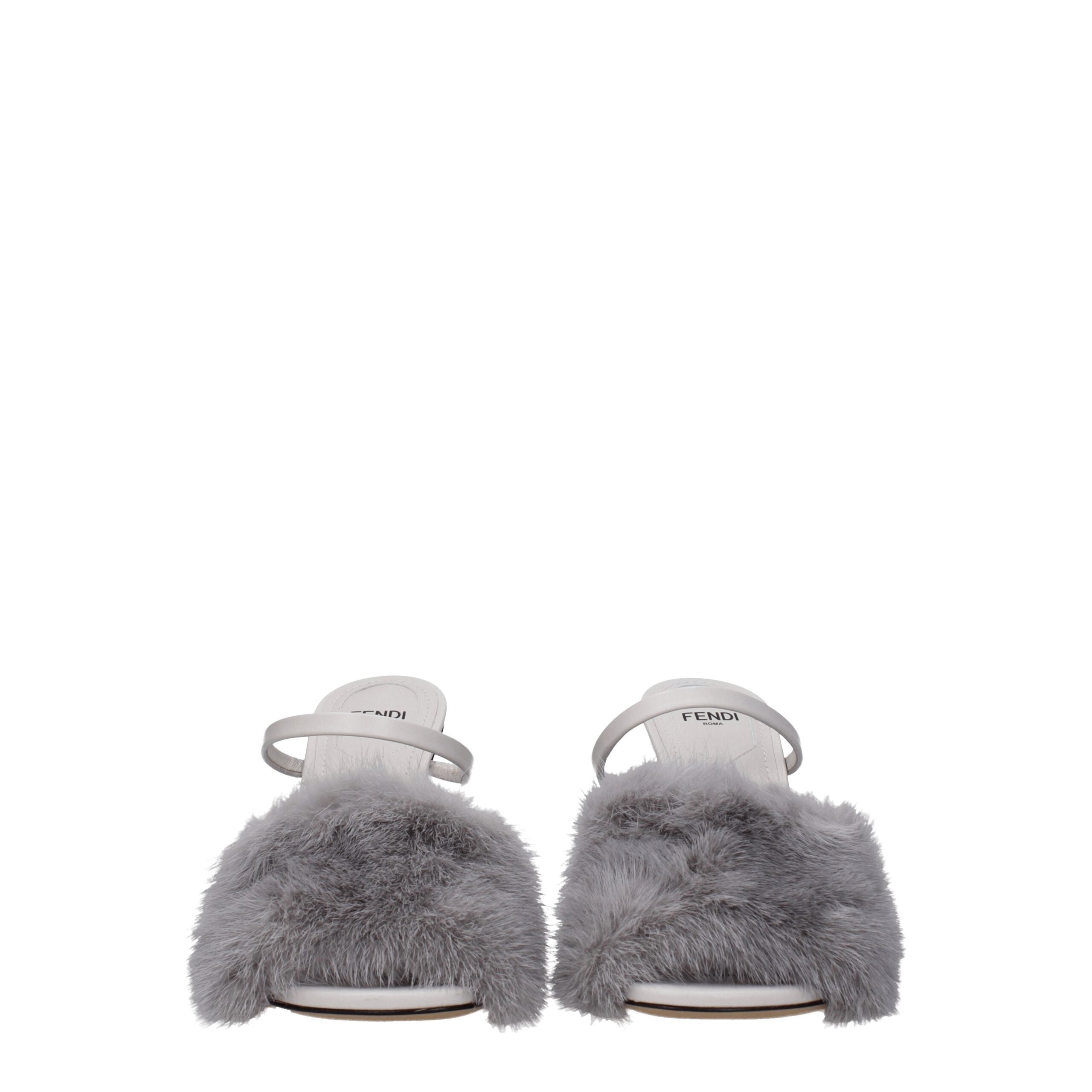 Fendi Grey Mink Slippers-3