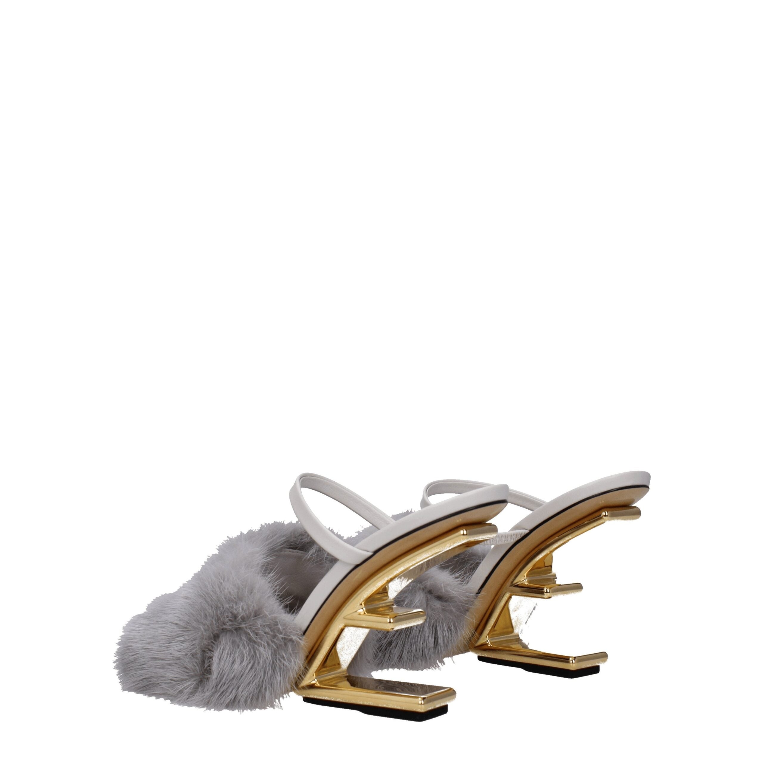Fendi Grey Mink Slippers-4