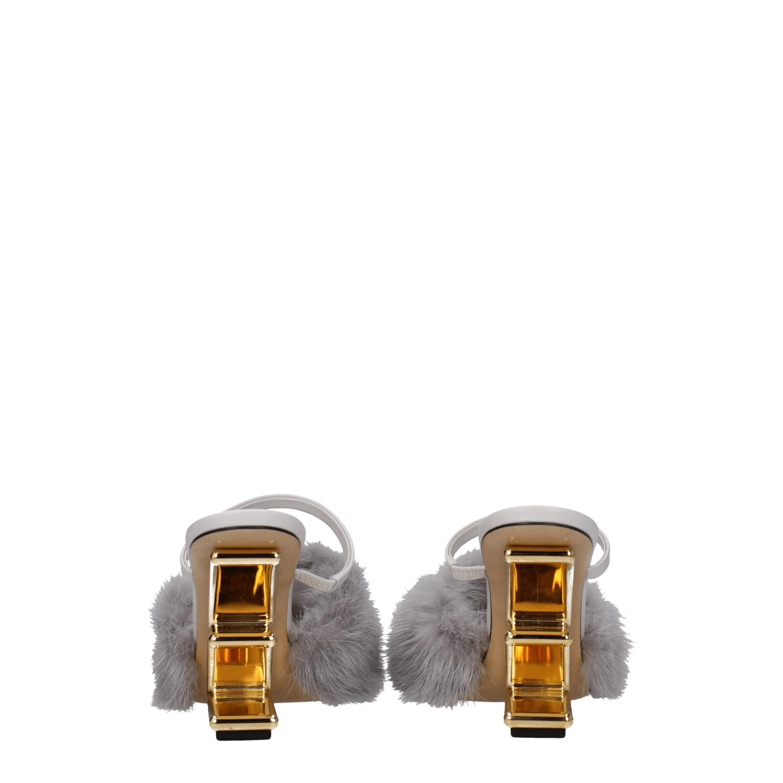 Fendi Grey Mink Slippers-5