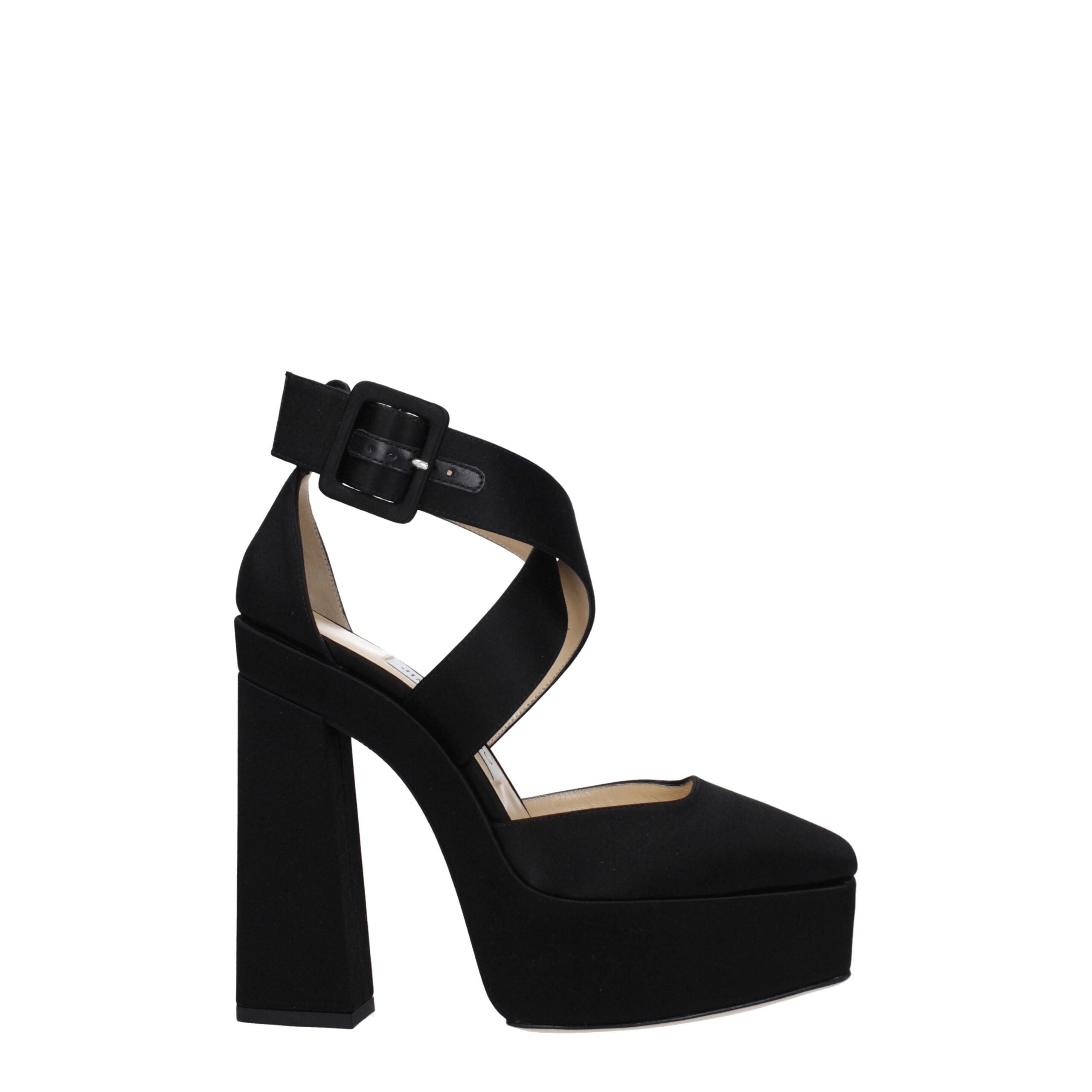 Jimmy Choo Black Satin Platform Sandals-1