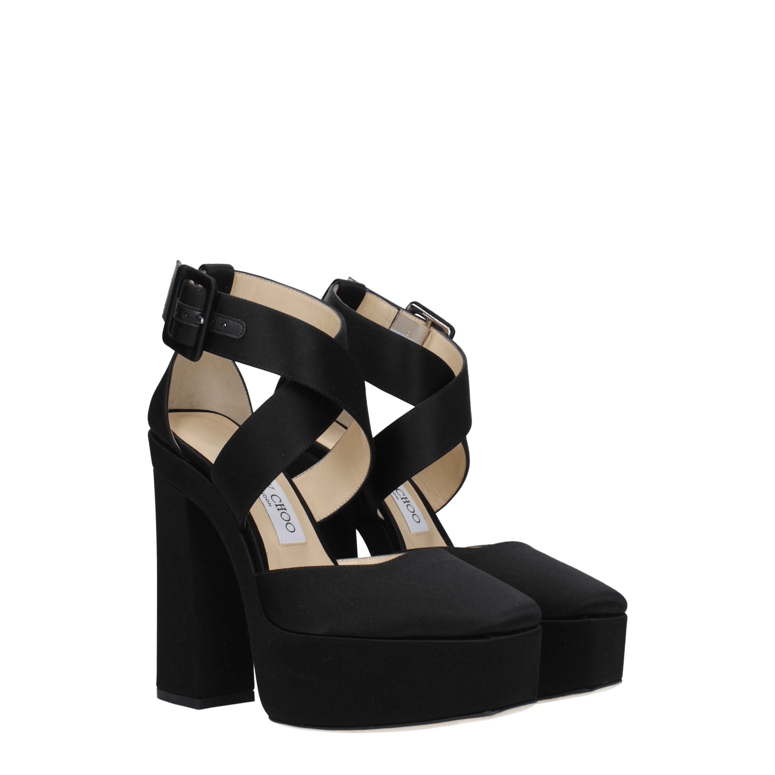 Jimmy Choo Black Satin Platform Sandals-2