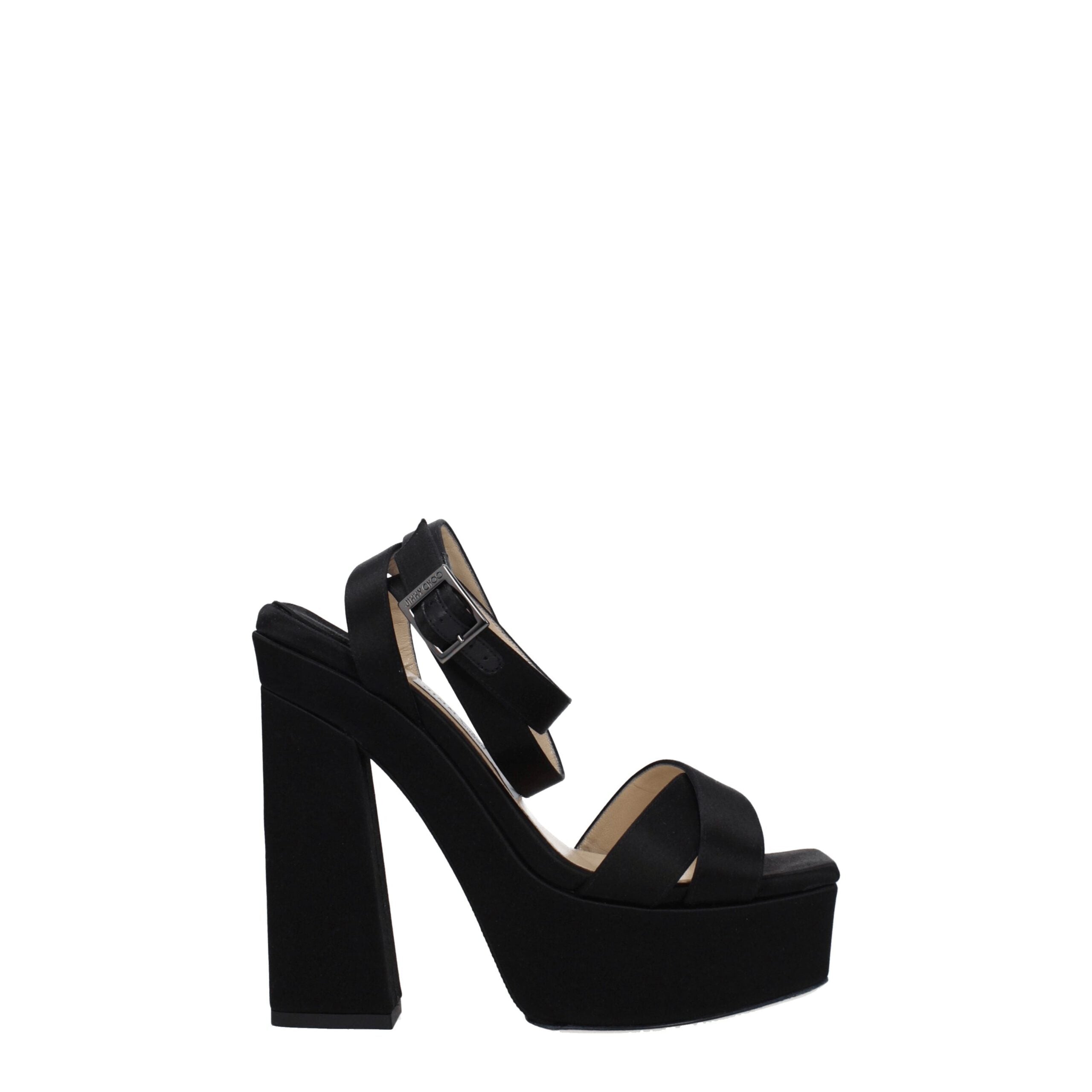 Jimmy Choo Black Satin Platform Sandals-1