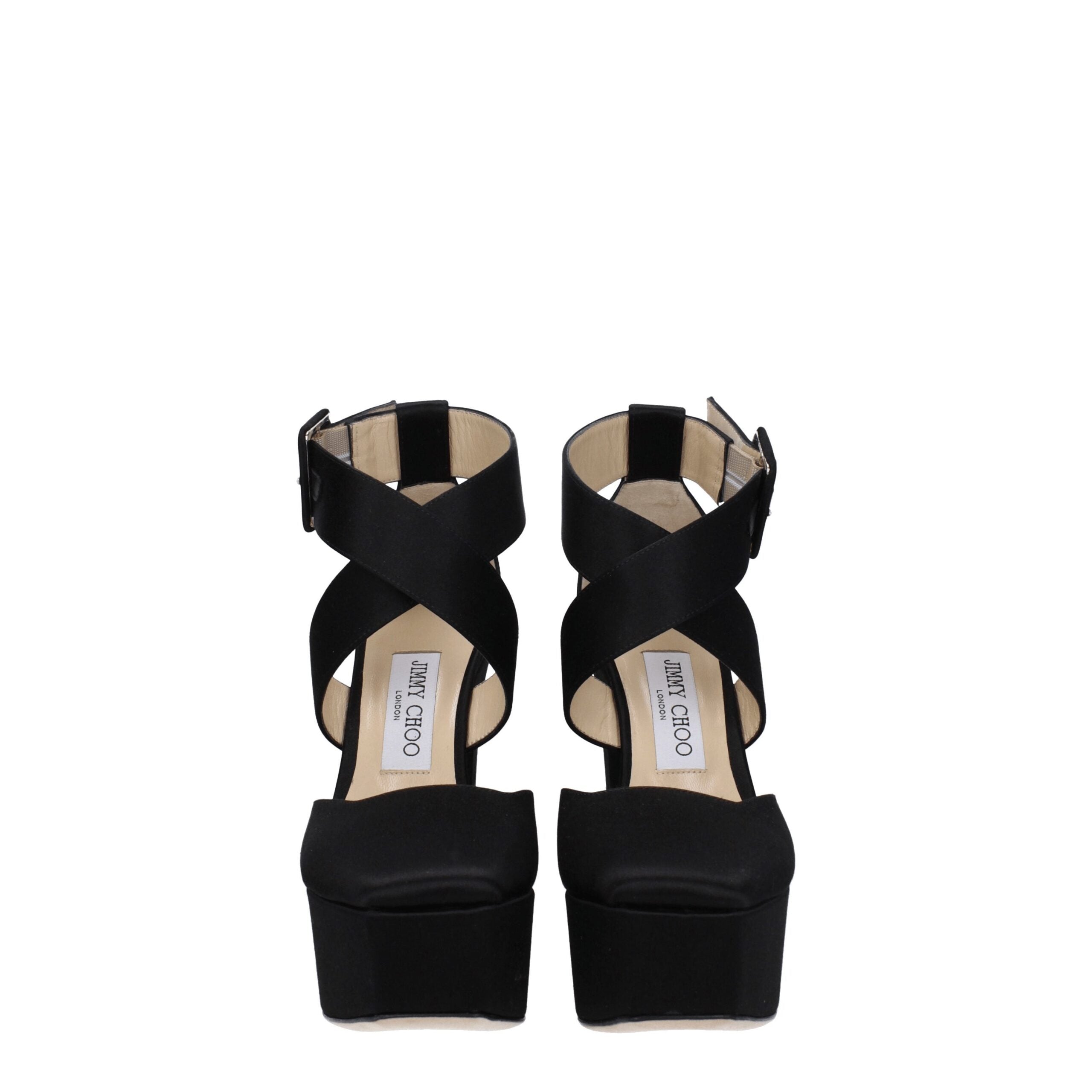 Jimmy Choo Black Satin Platform Sandals-3