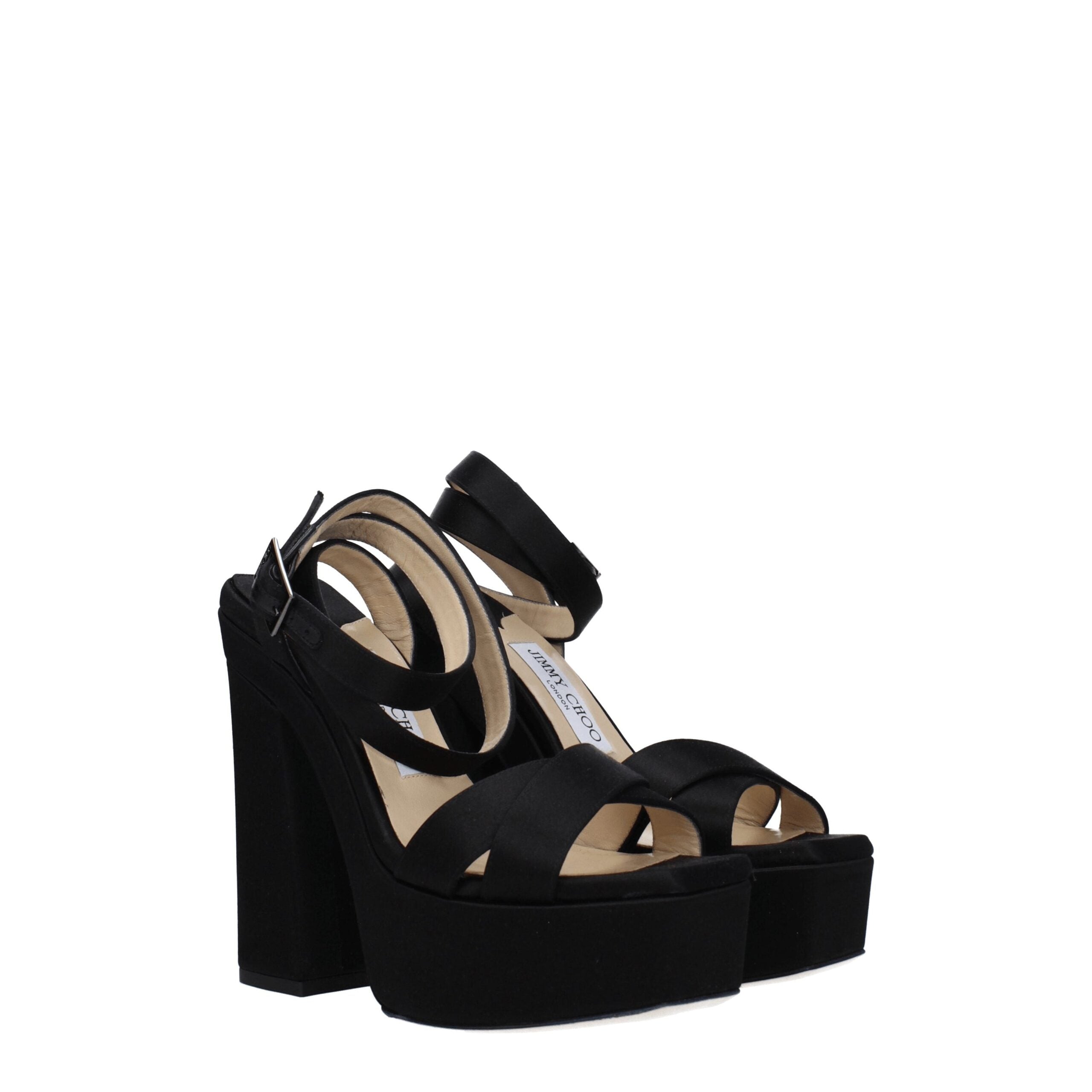 Jimmy Choo Black Satin Platform Sandals-2