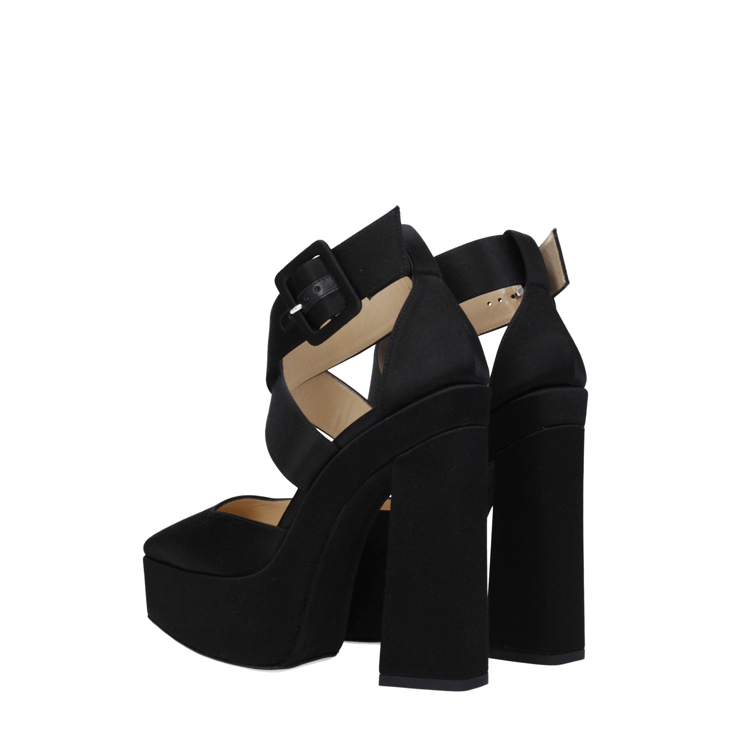 Jimmy Choo Black Satin Platform Sandals-4