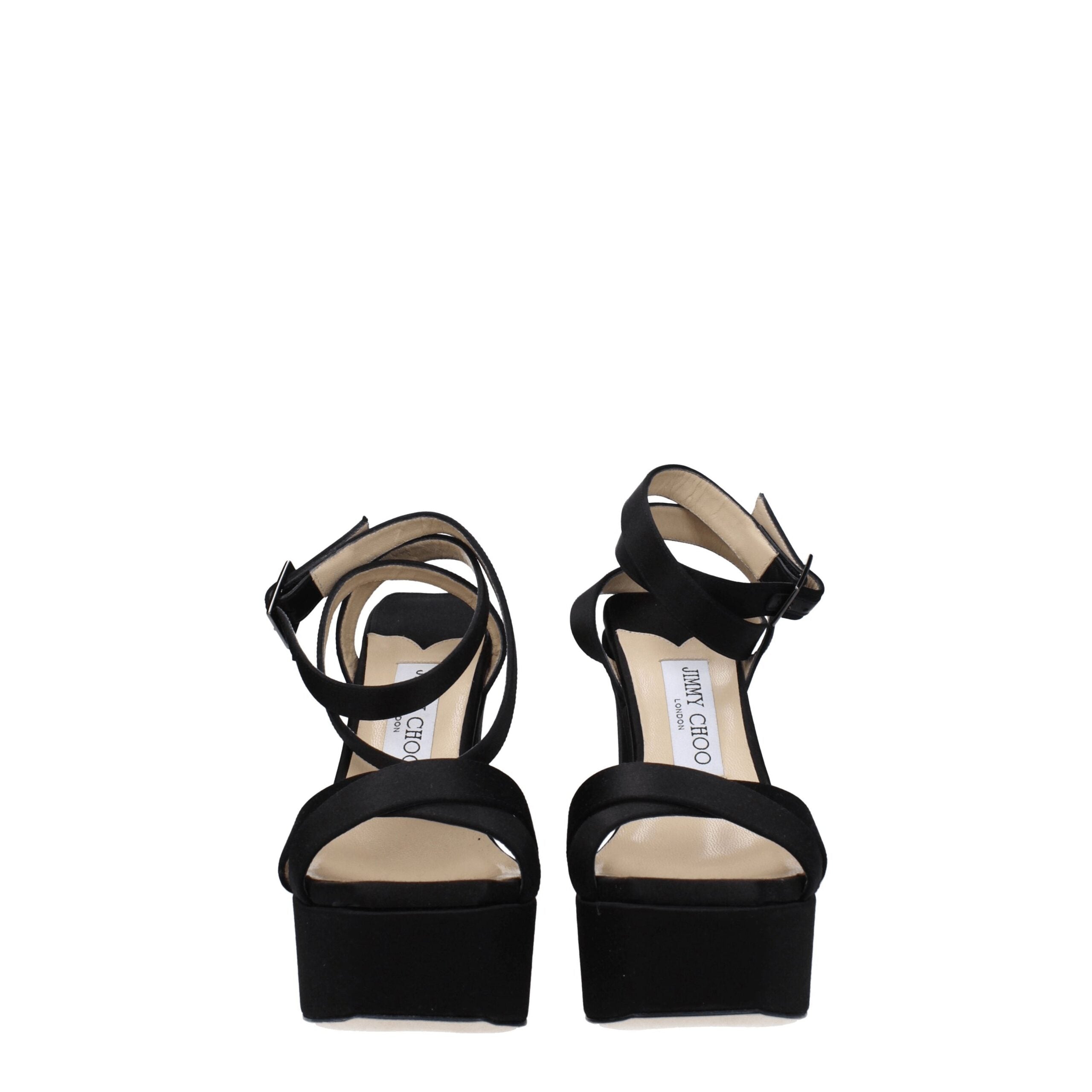 Jimmy Choo Black Satin Platform Sandals-3