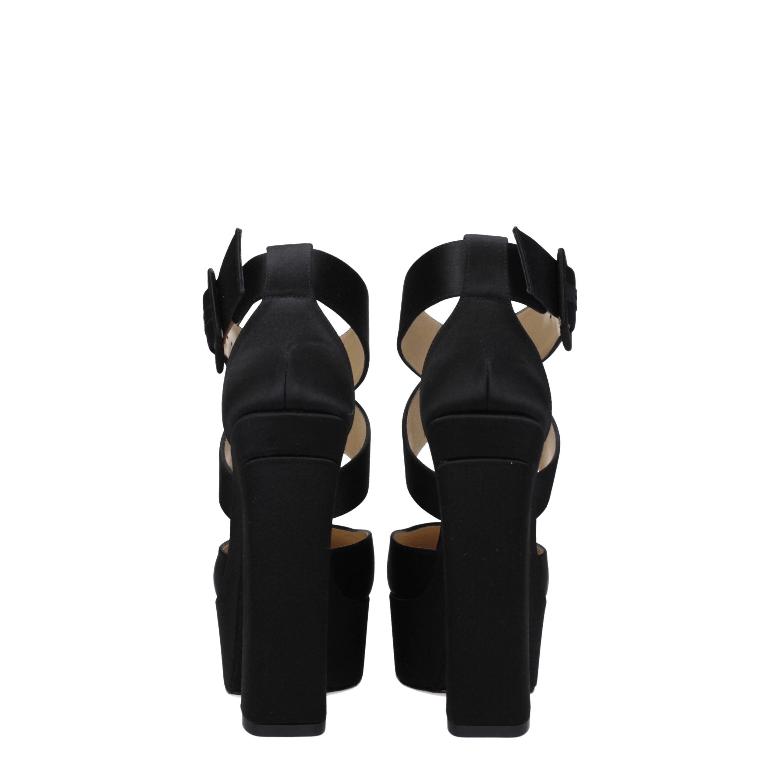 Jimmy Choo Black Satin Platform Sandals-5