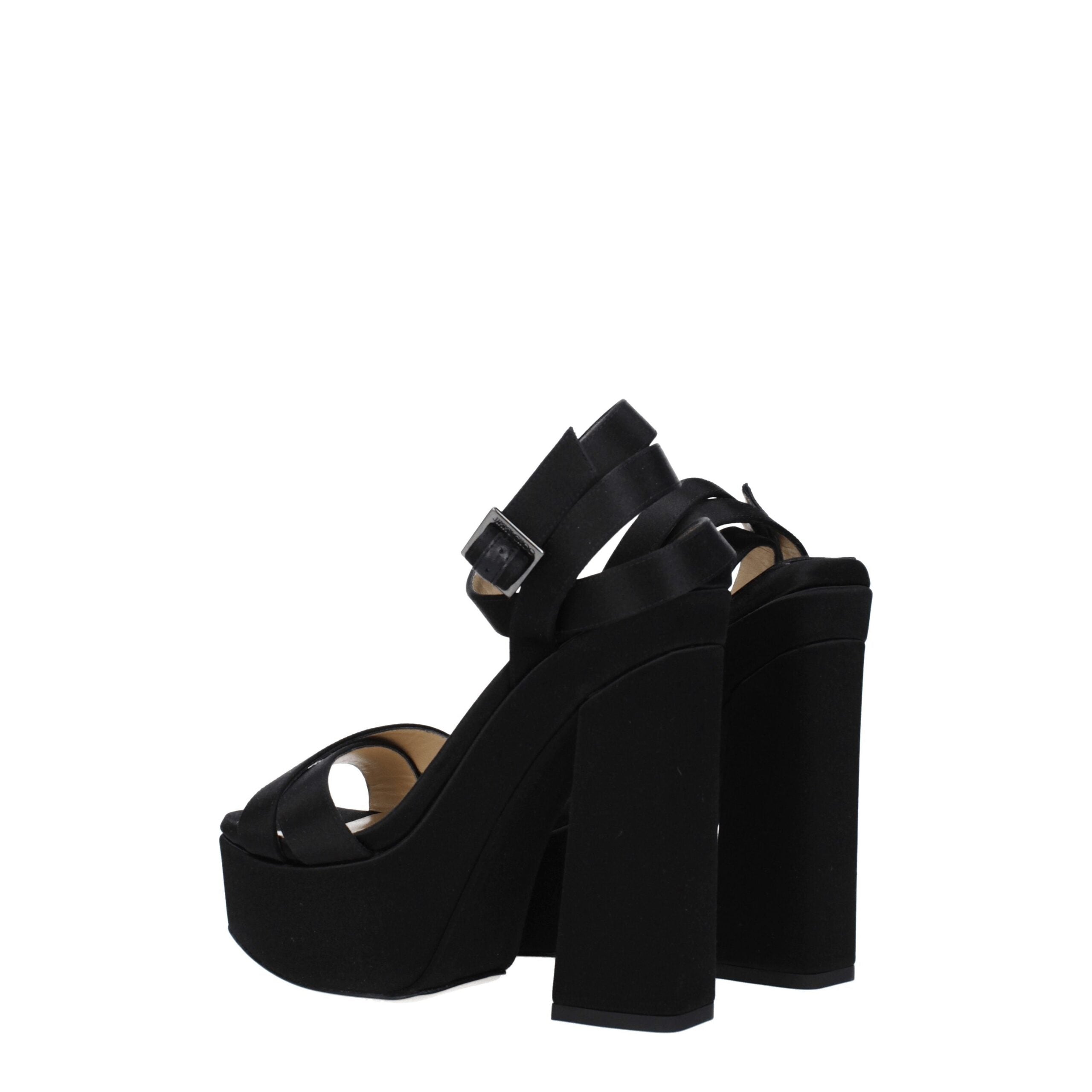 Jimmy Choo Black Satin Platform Sandals-4