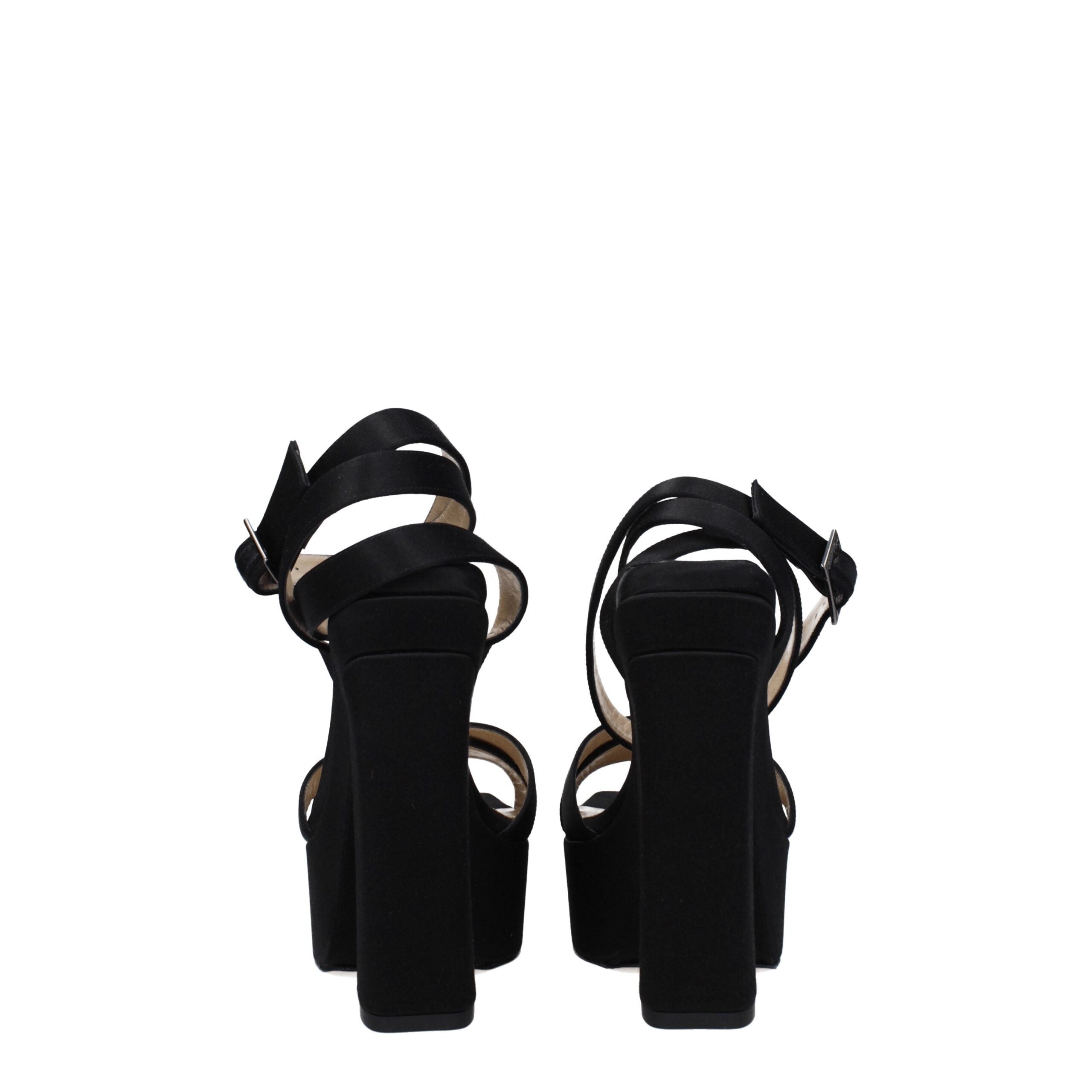 Jimmy Choo Black Satin Platform Sandals-5