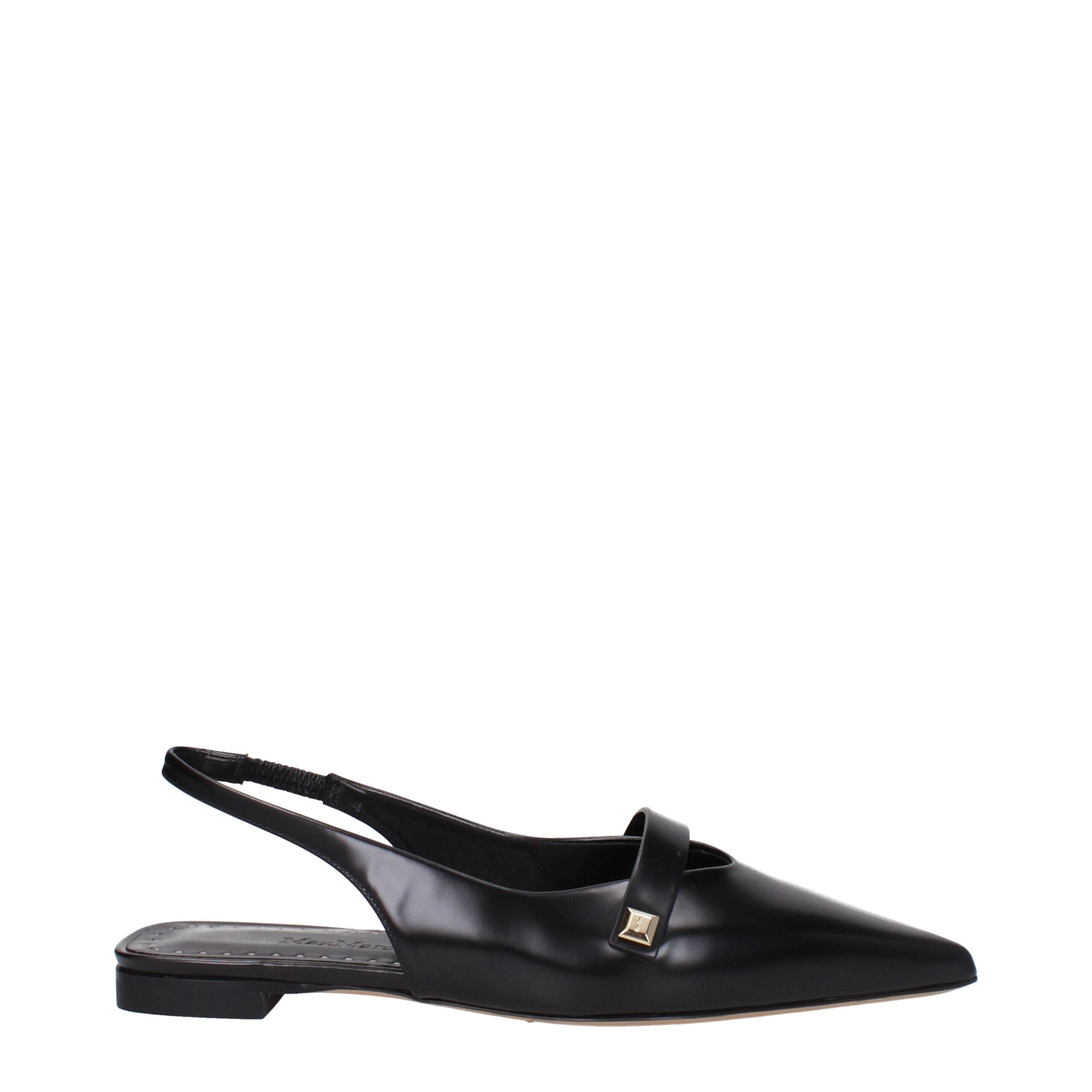 Max Mara Black Leather Ballet Flats-1