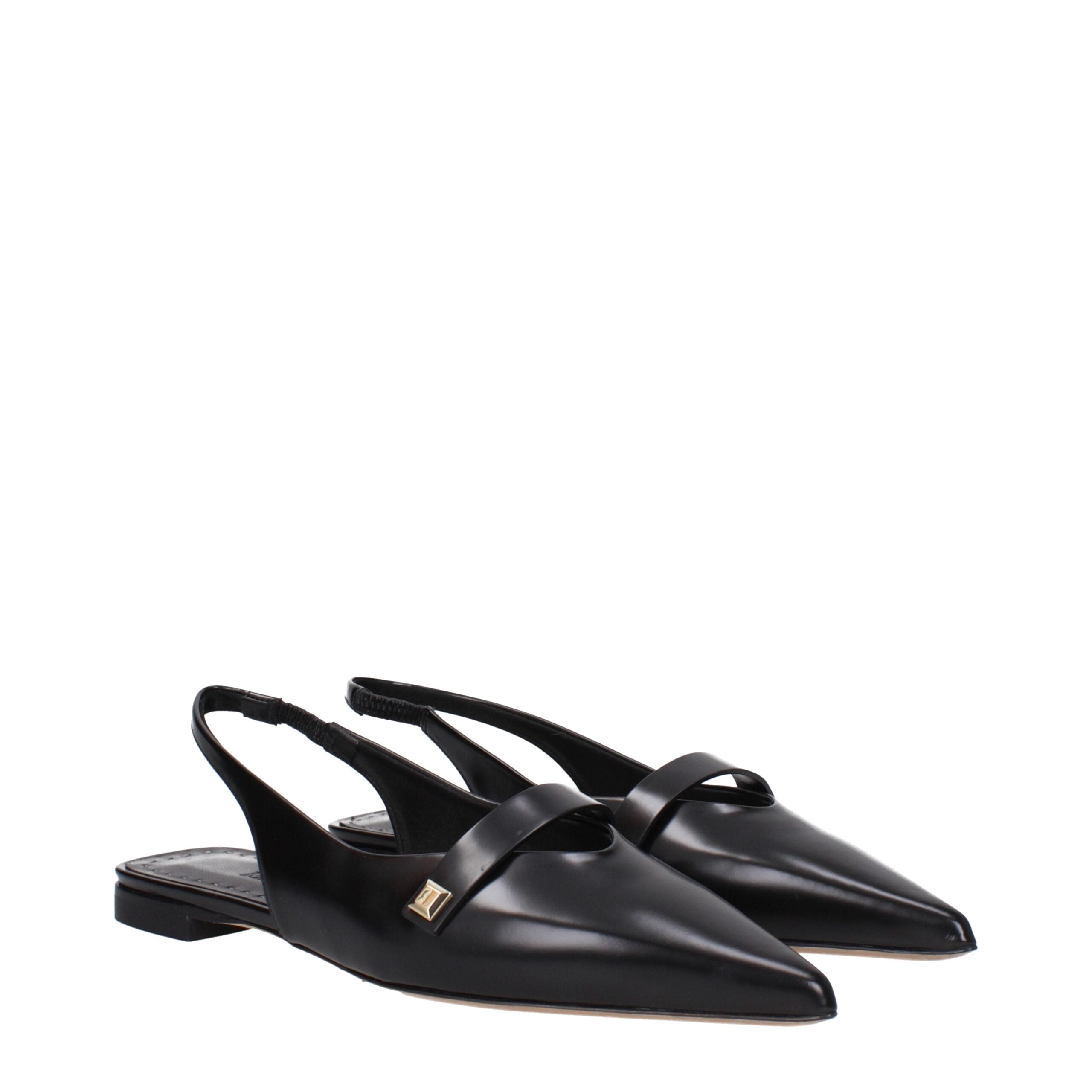 Max Mara Black Leather Ballet Flats-2