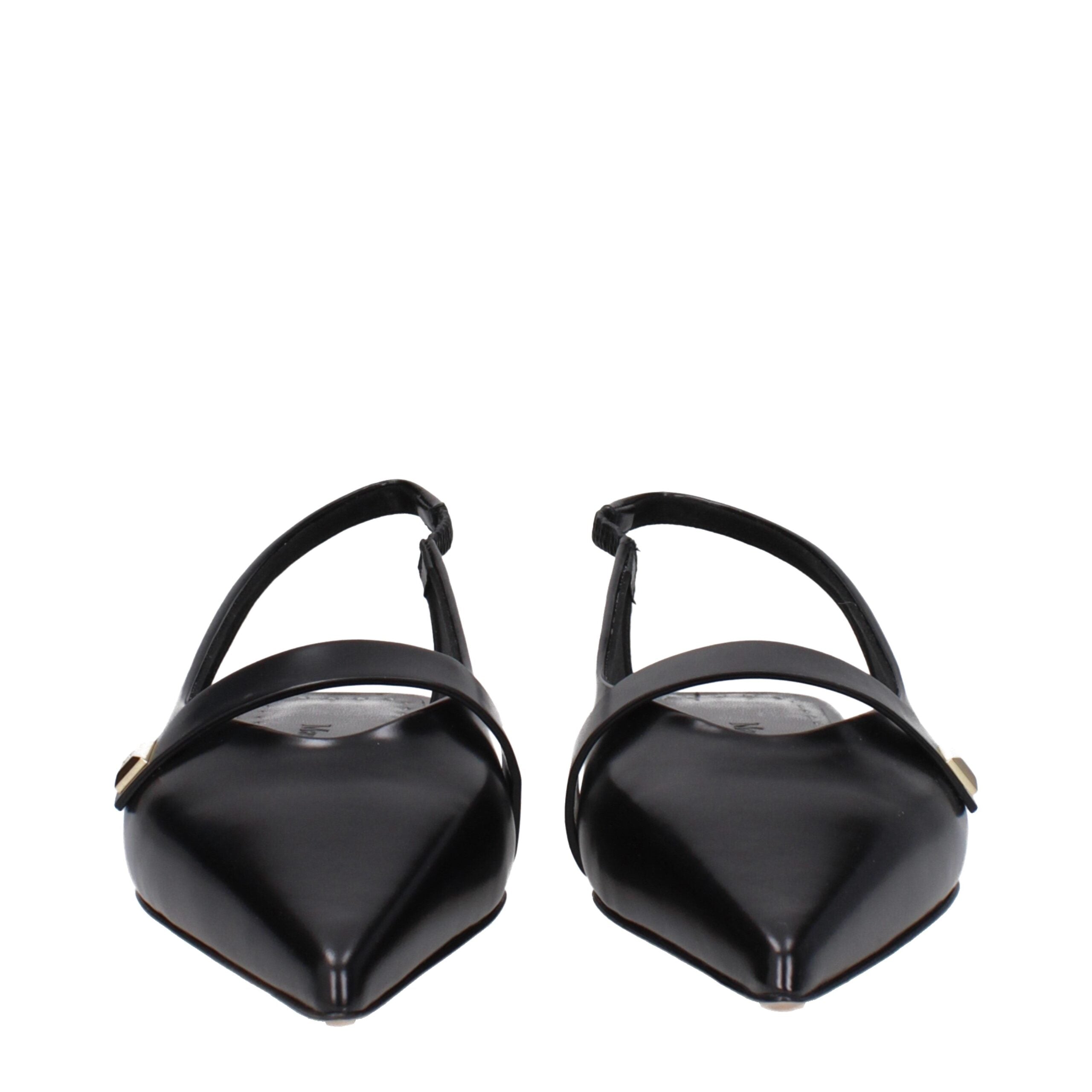 Max Mara Black Leather Ballet Flats-3