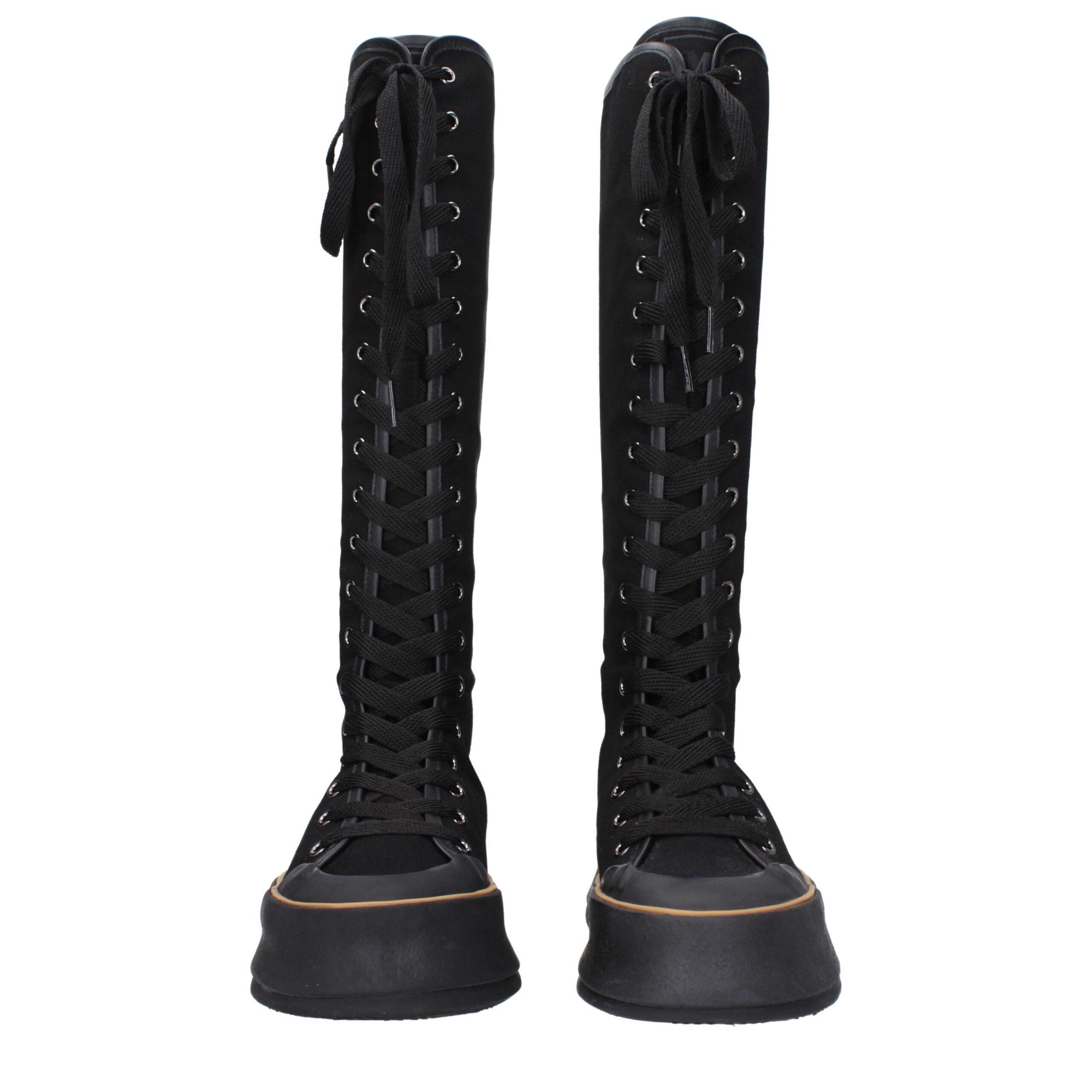 Max Mara Schwarze Schnürstiefel aus Stoff-3