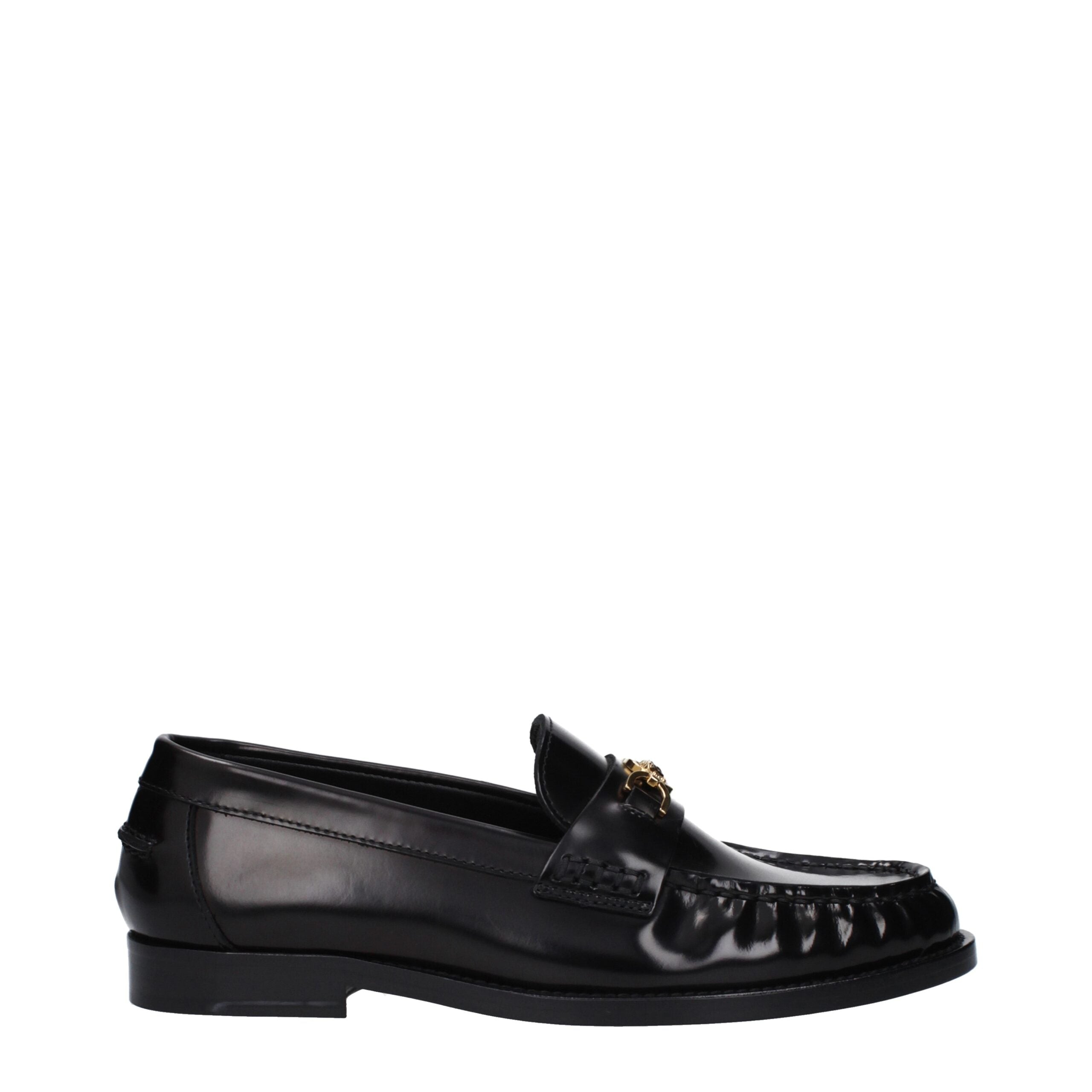 Versace Black Leather Slippers