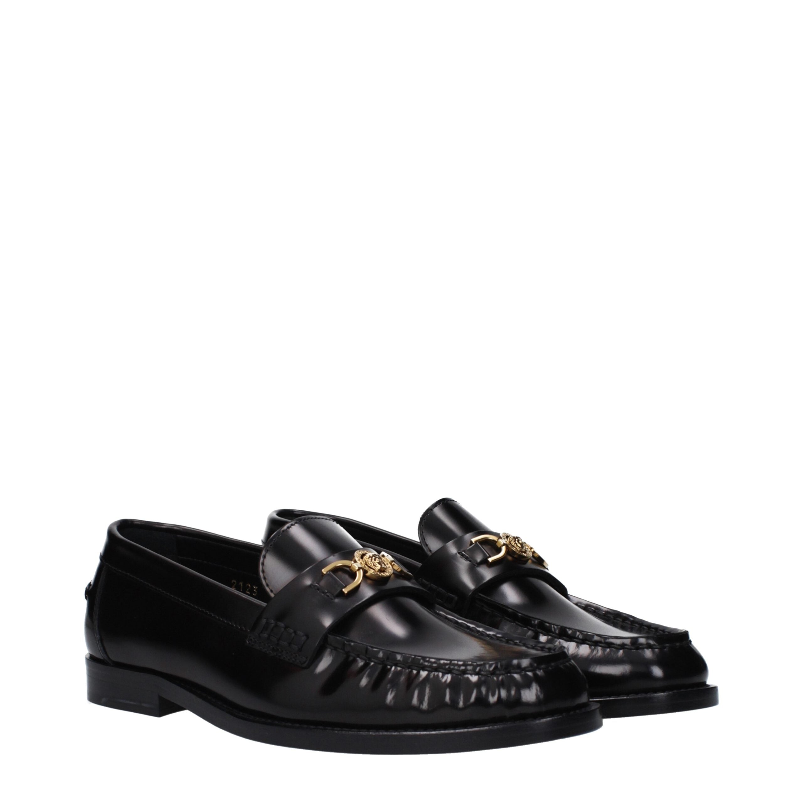 Versace Black Leather Slippers-2
