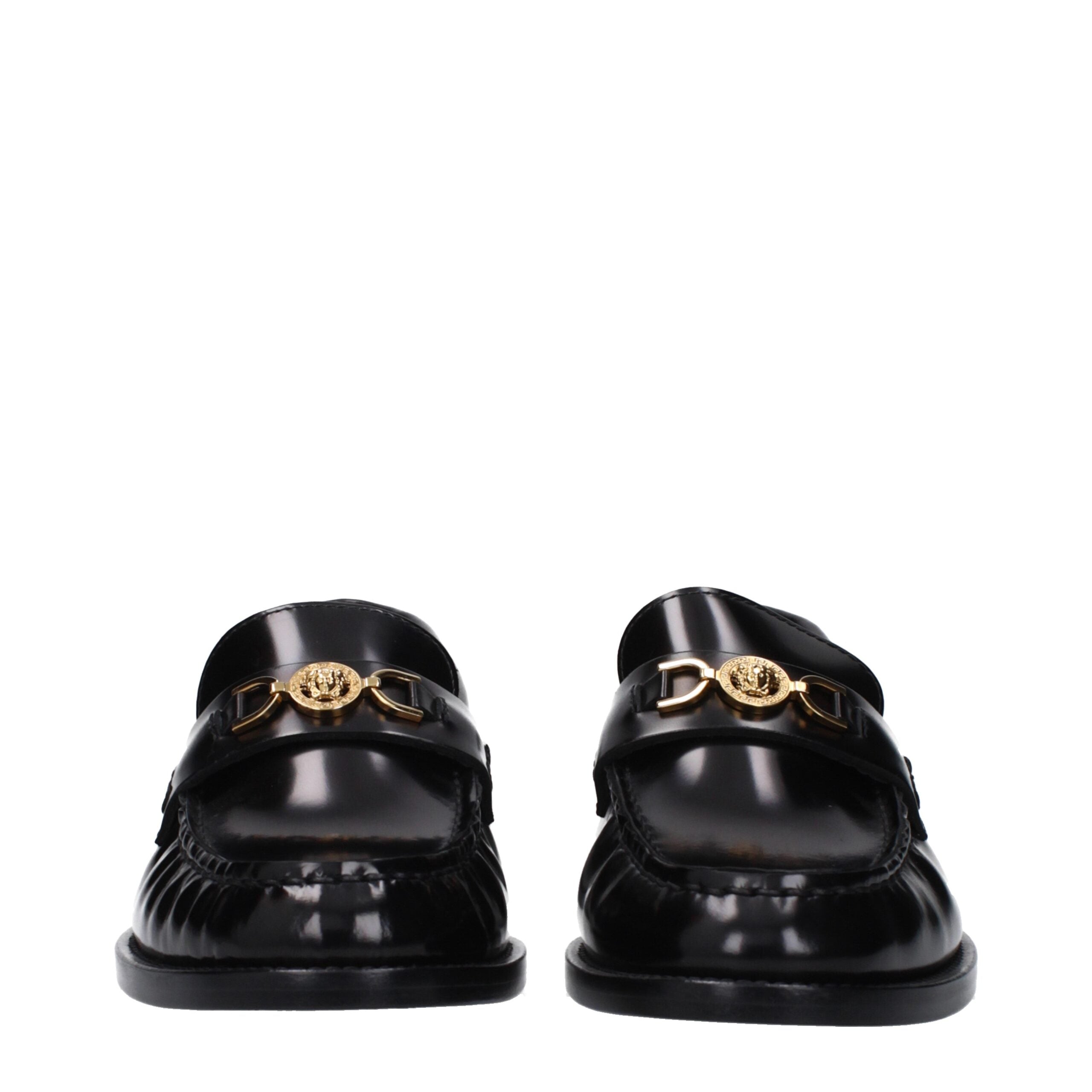 Versace Black Leather Slippers-3