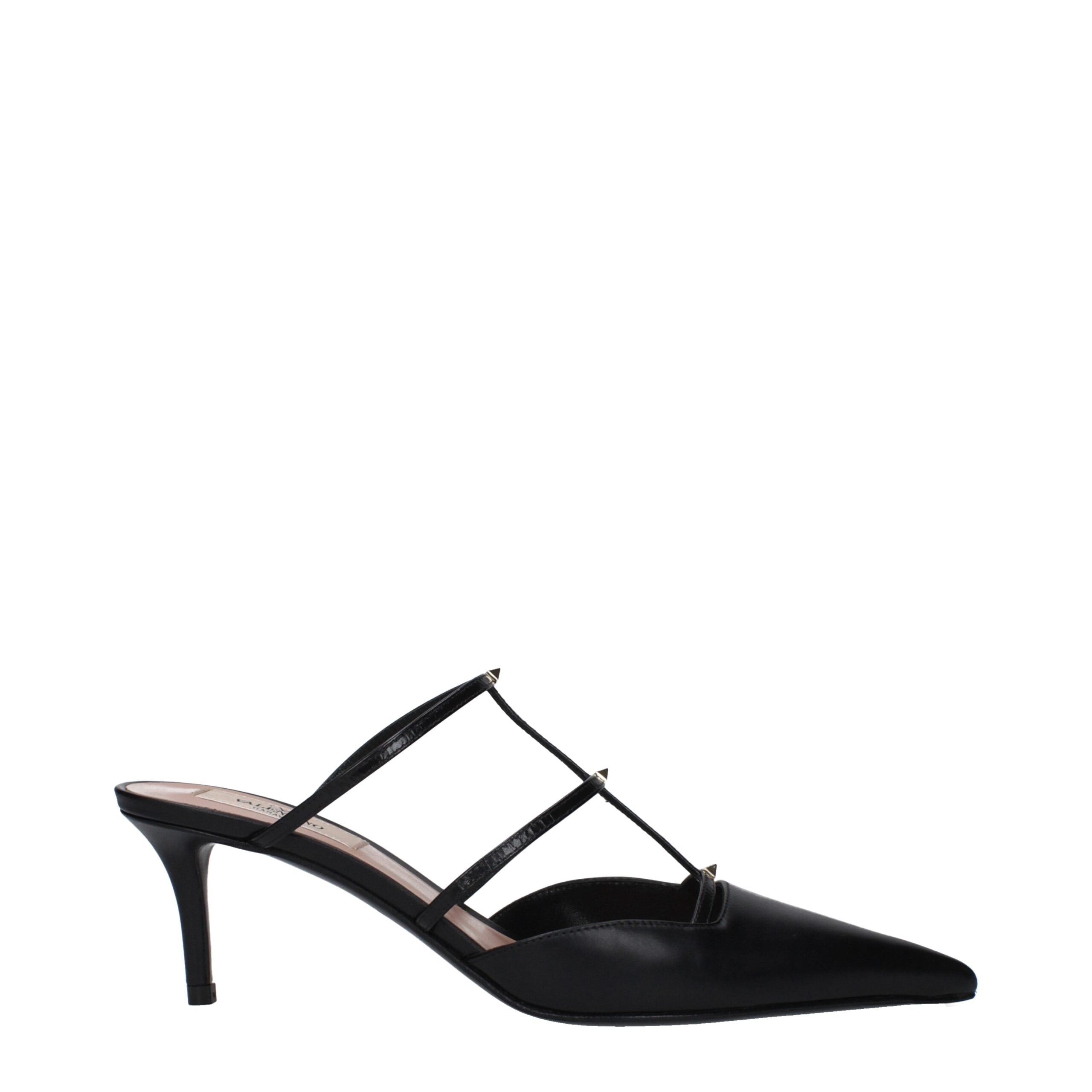 Valentino Garavani flat leather sandals in black-1