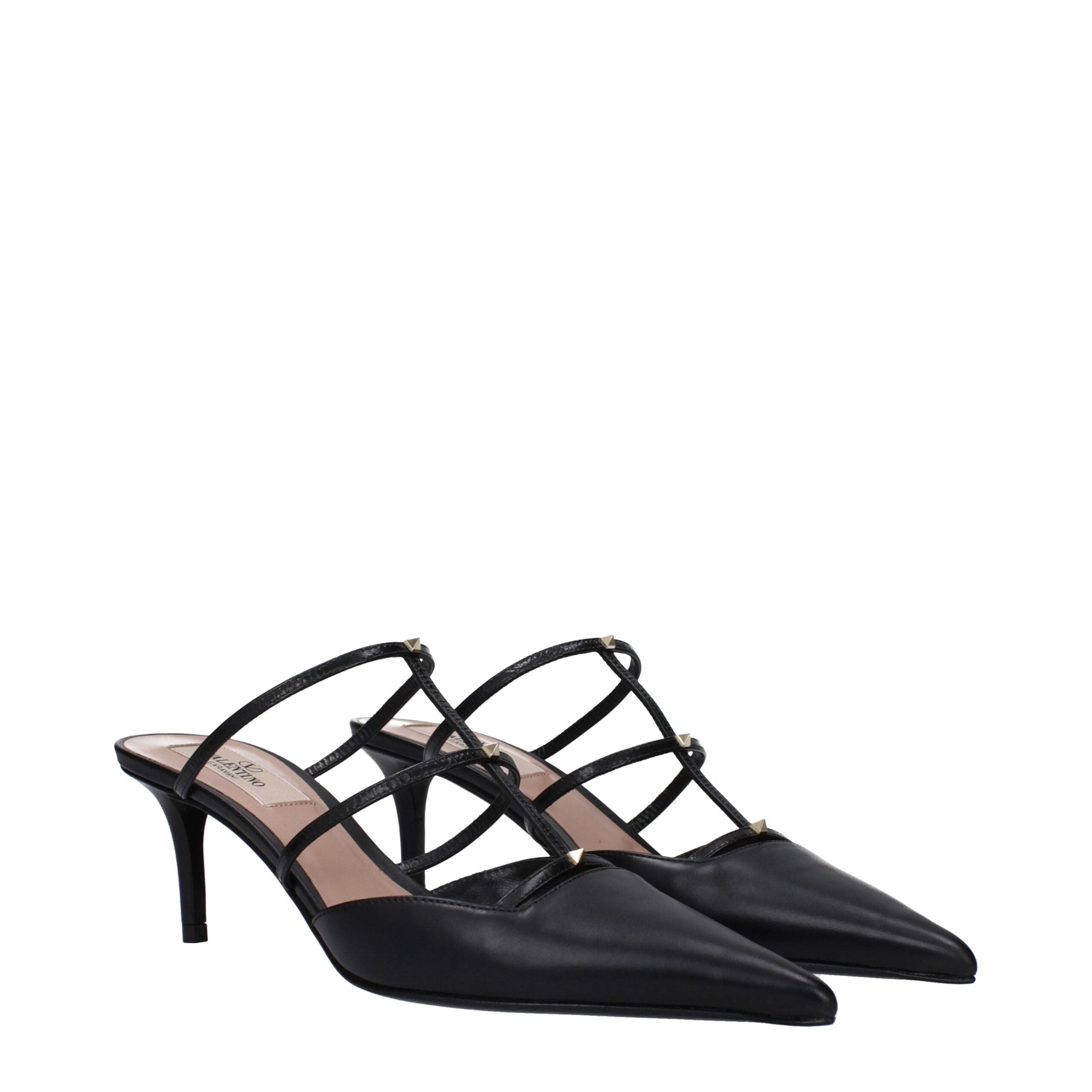Valentino Garavani flat leather sandals in black-2
