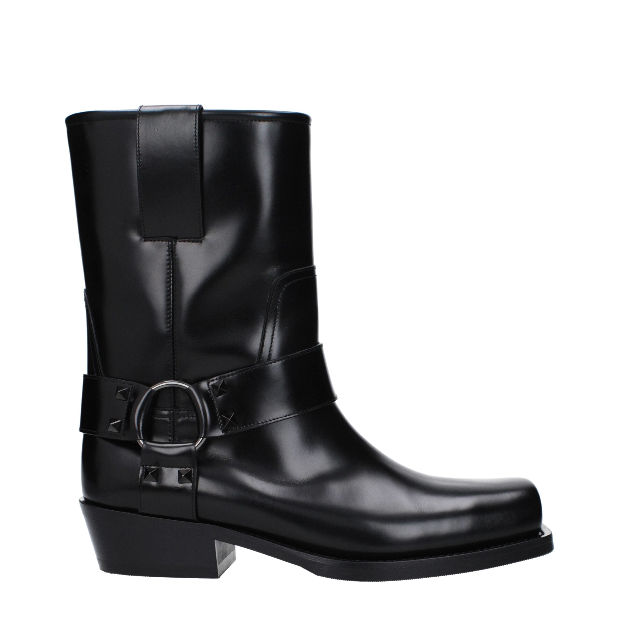 Valentino Garavani Black Leather Ankle Boots-1