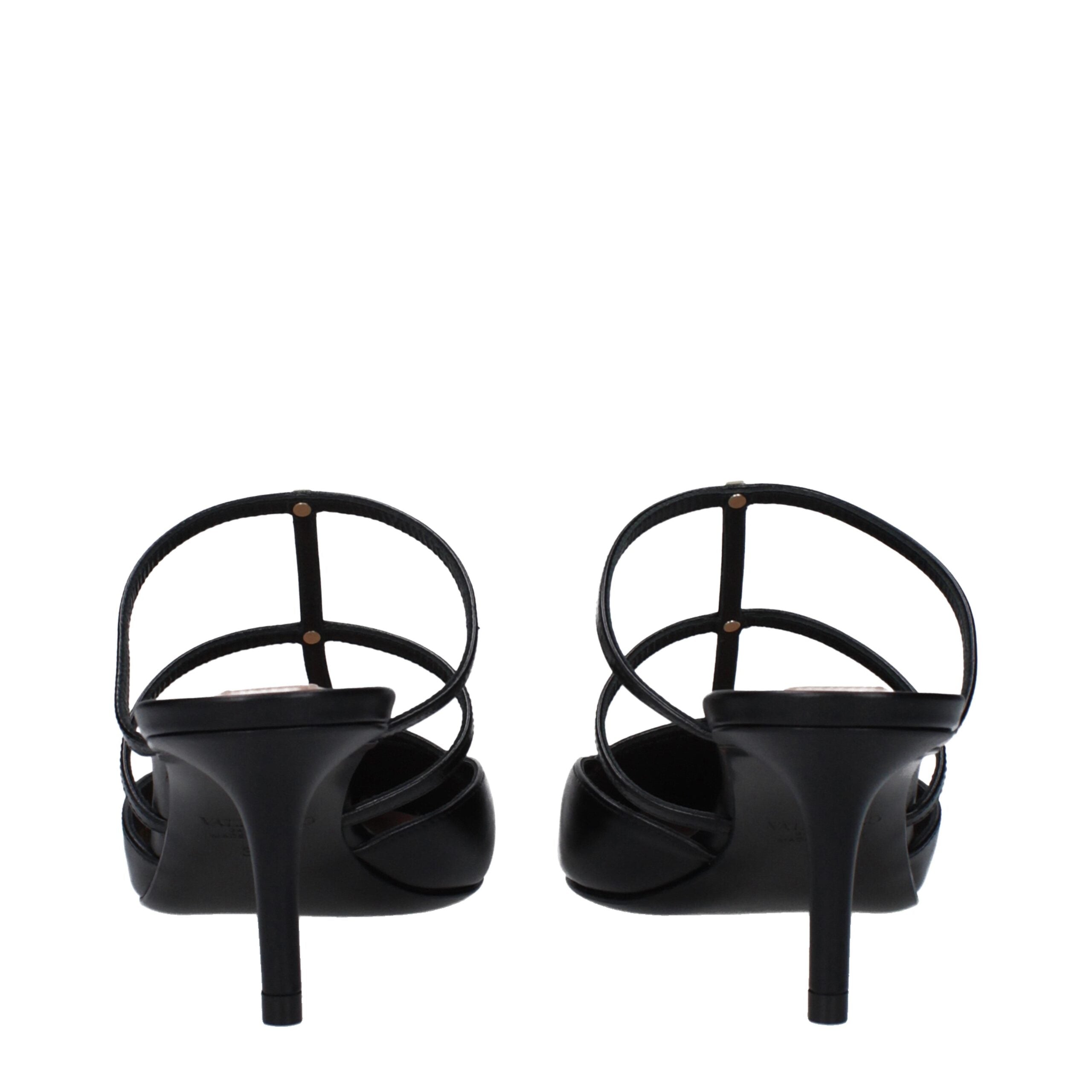 Valentino Garavani flat leather sandals in black-5