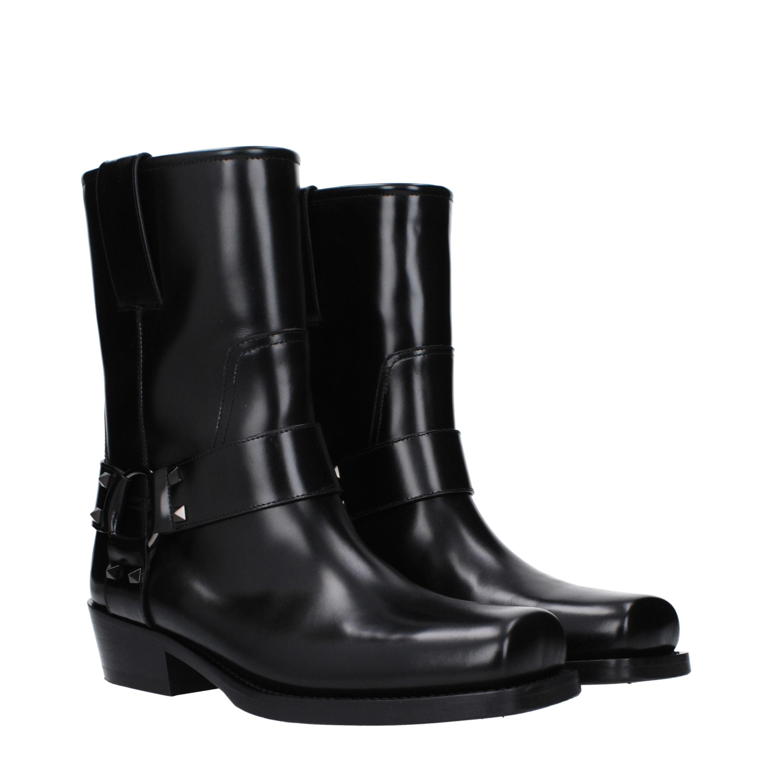 Valentino Garavani Black Leather Ankle Boots-2