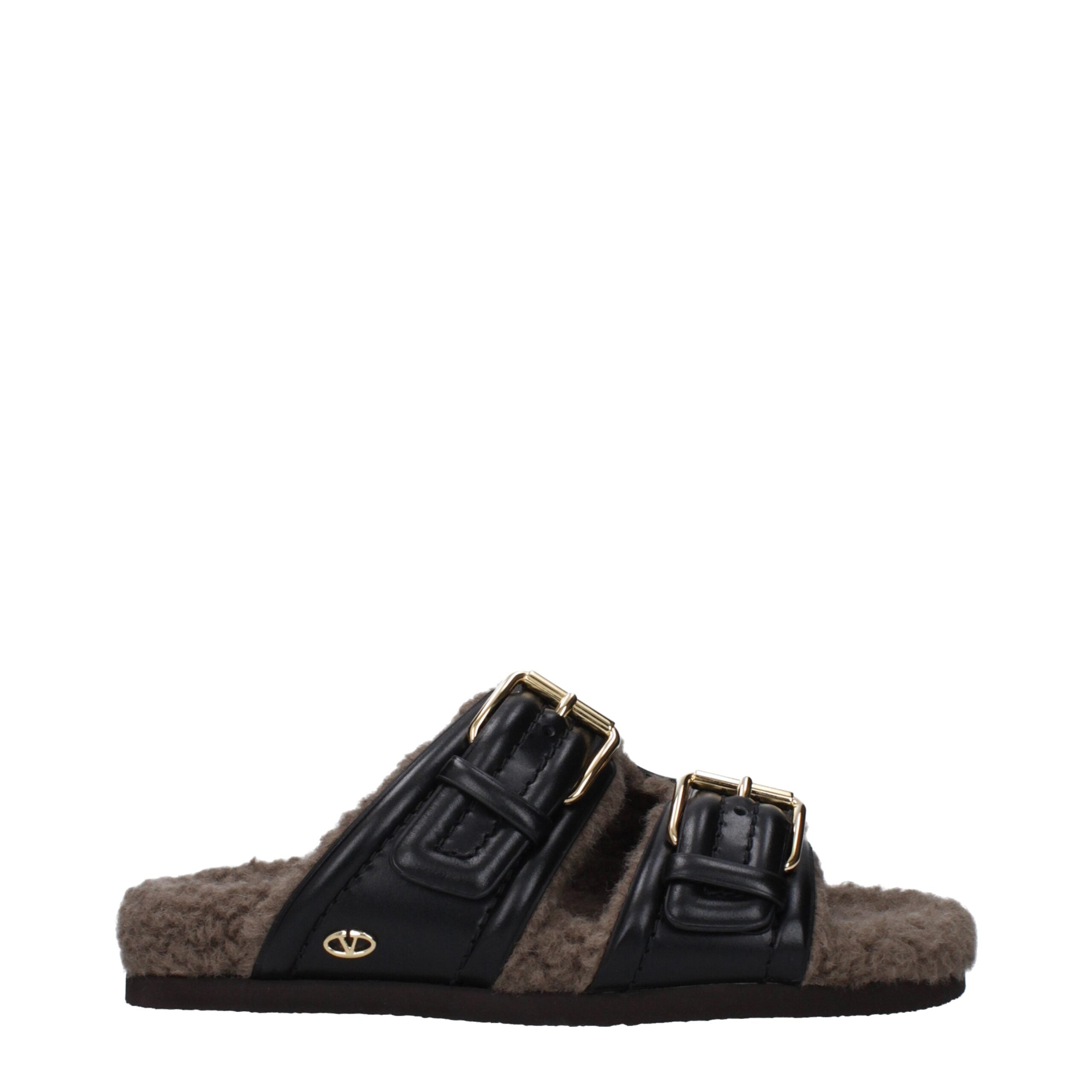 Valentino Garavani Schwarze Leder-Hausschuhe-1