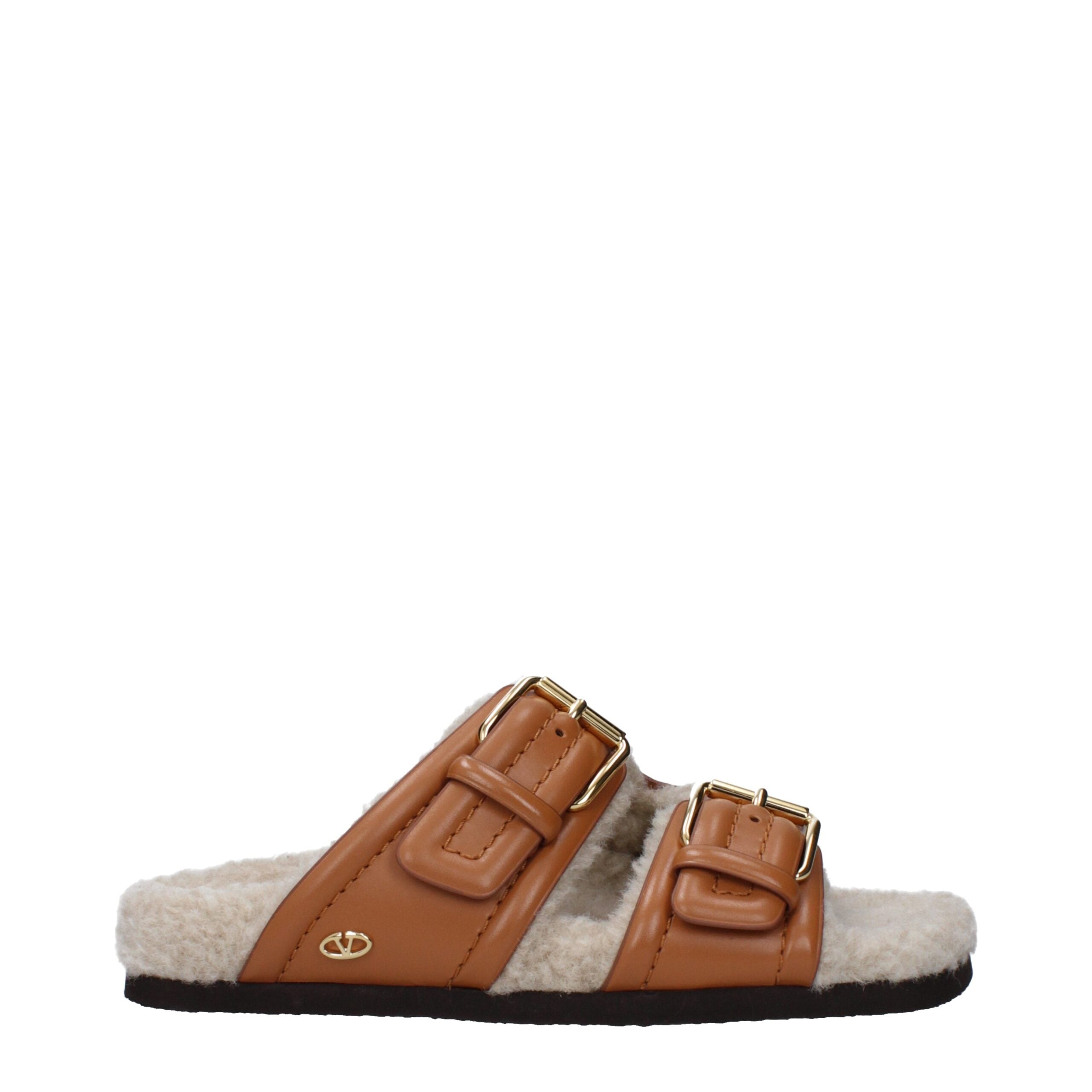 Valentino Garavani Brown Leather Slippers-1