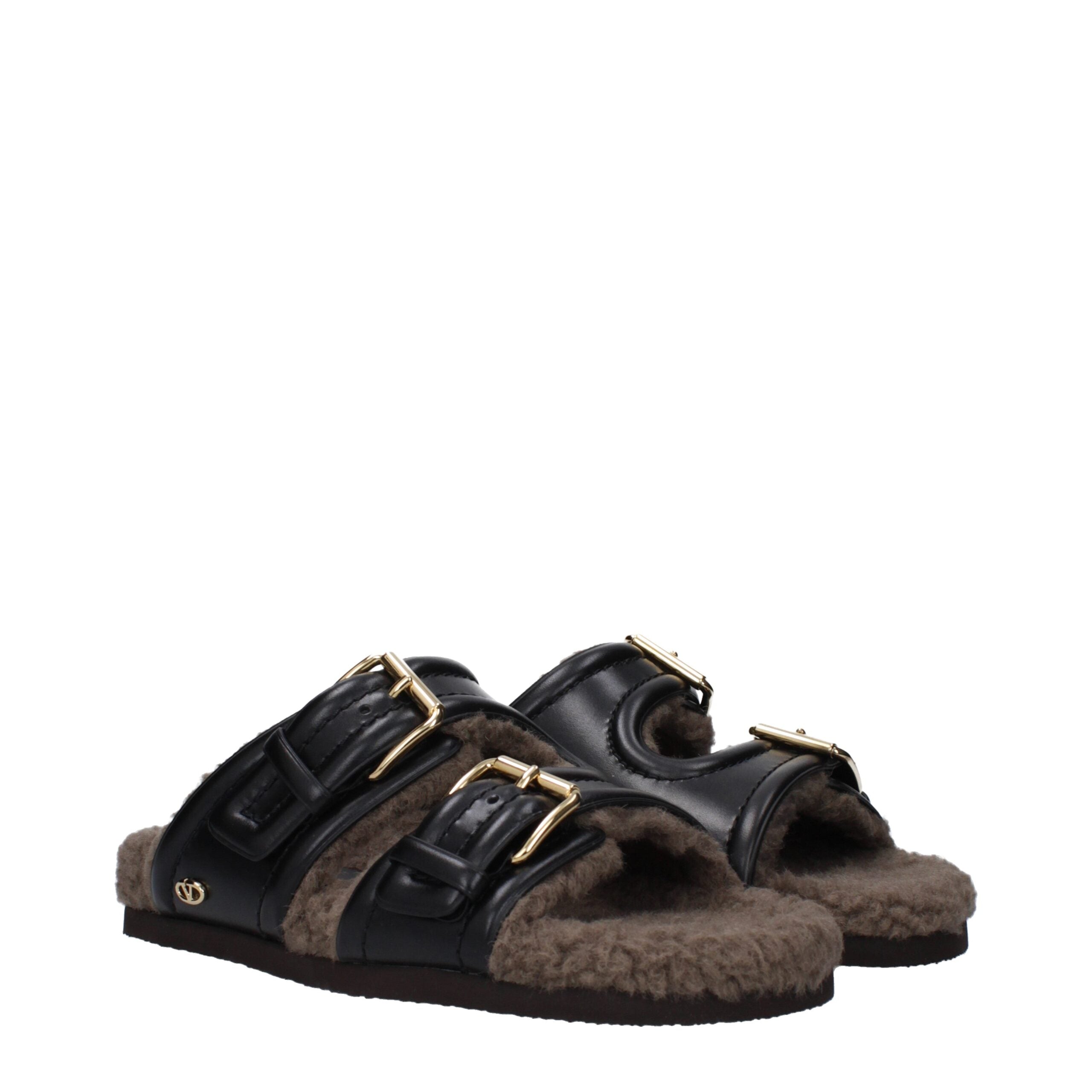 Valentino Garavani Schwarze Leder-Hausschuhe-2