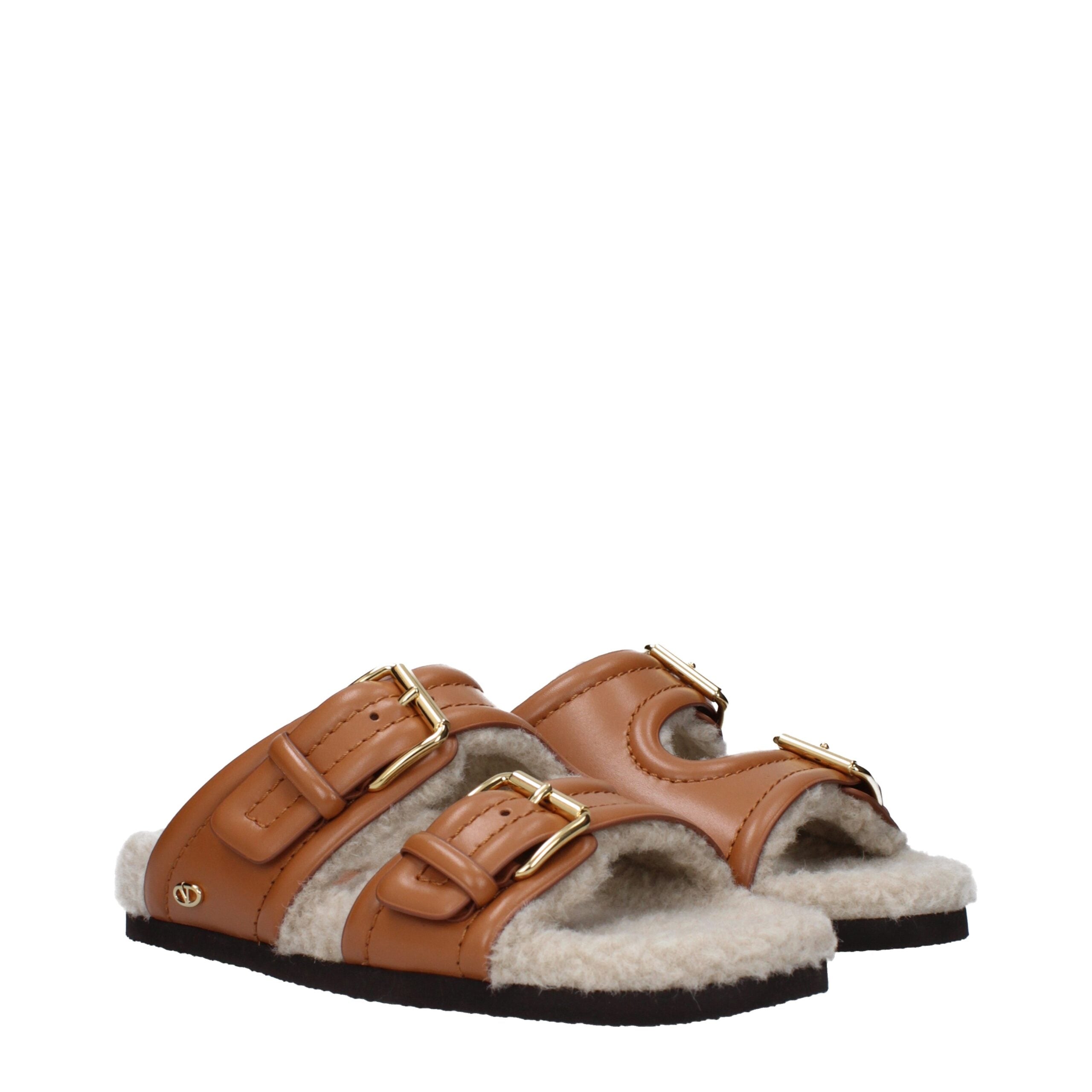 Valentino Garavani Brown Leather Slippers-2