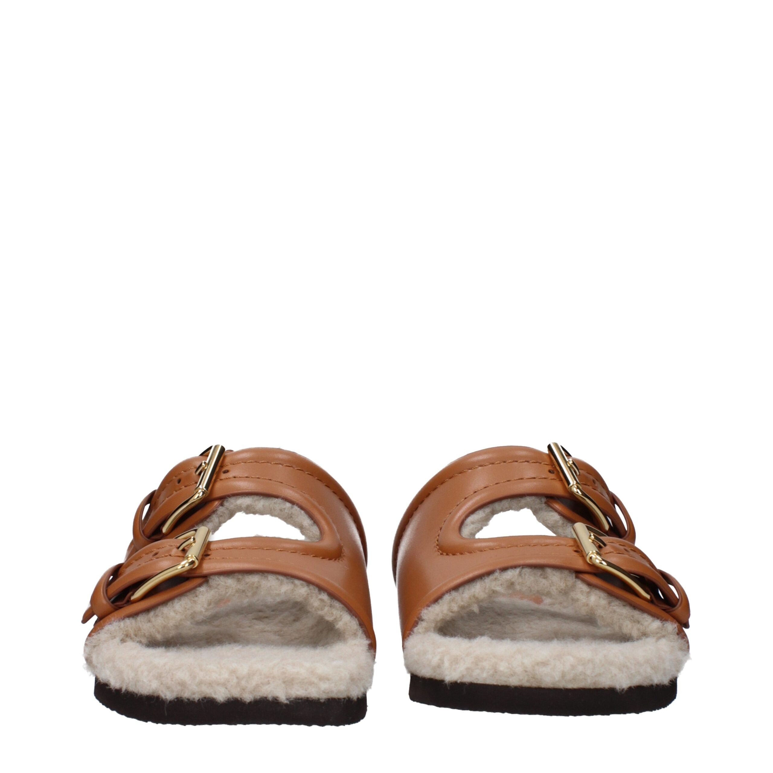 Valentino Garavani Brown Leather Slippers-3