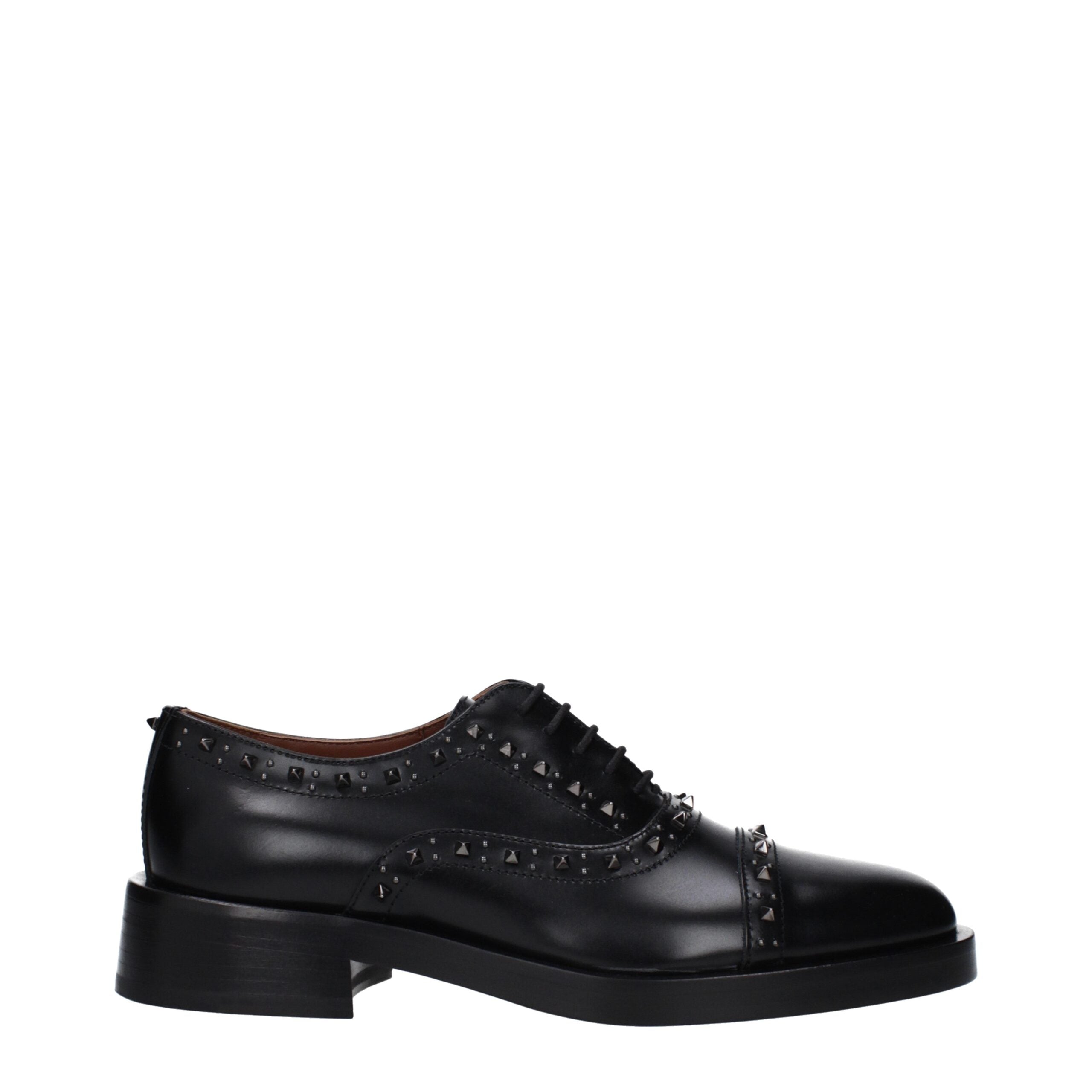 Valentino Garavani Schwarze Leder Oxfords und Derbies-1