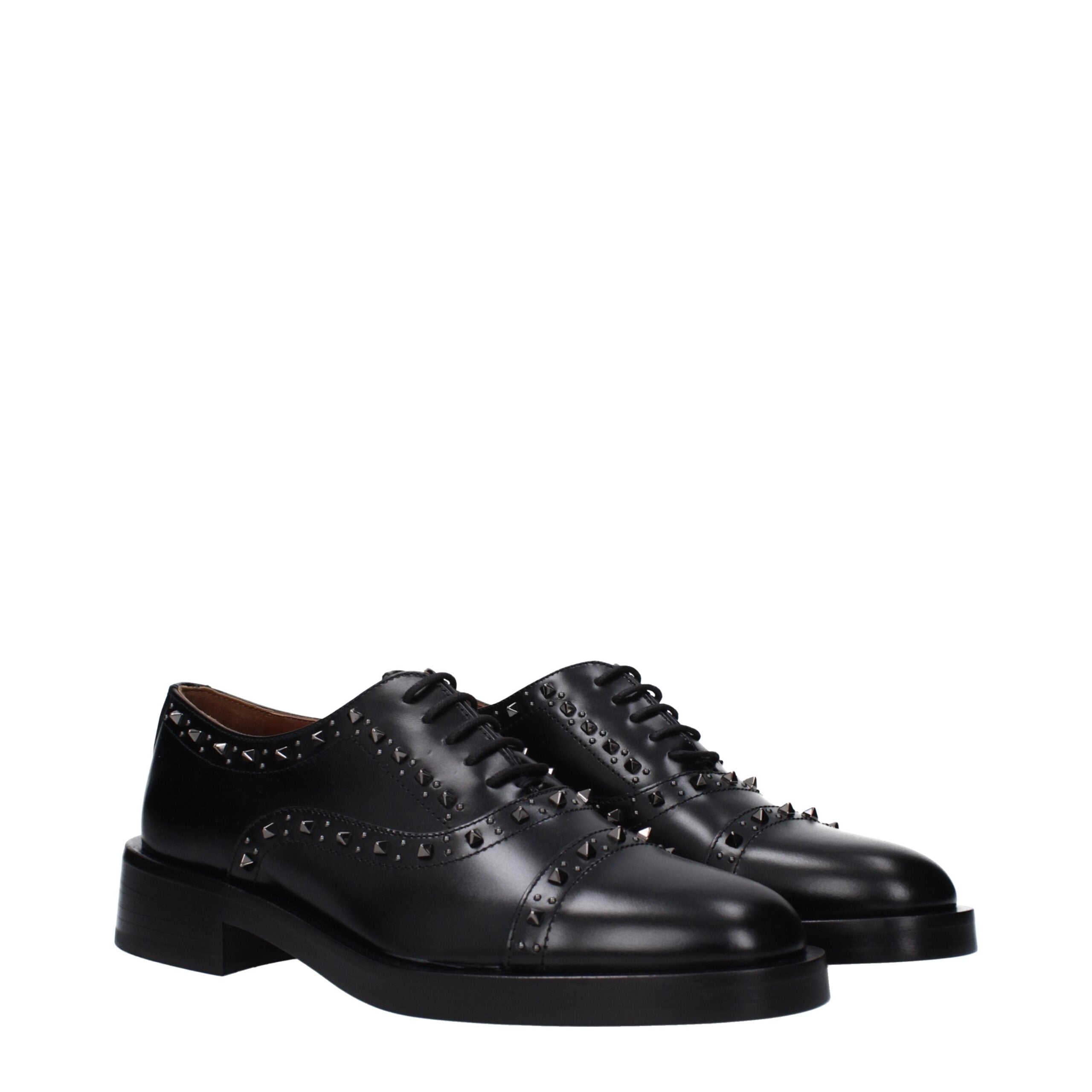 Valentino Garavani Schwarze Leder Oxfords und Derbies-2