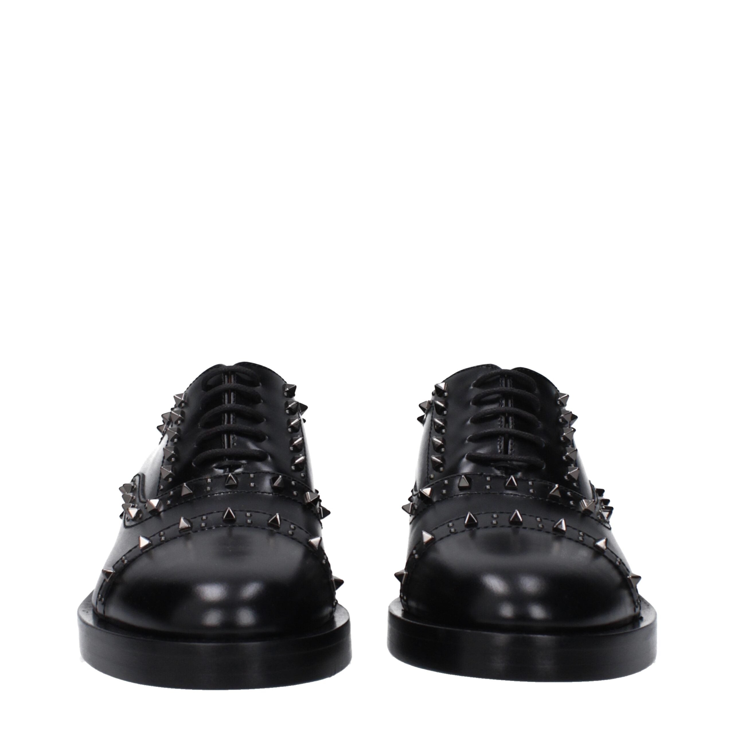Valentino Garavani Schwarze Leder Oxfords und Derbies-3