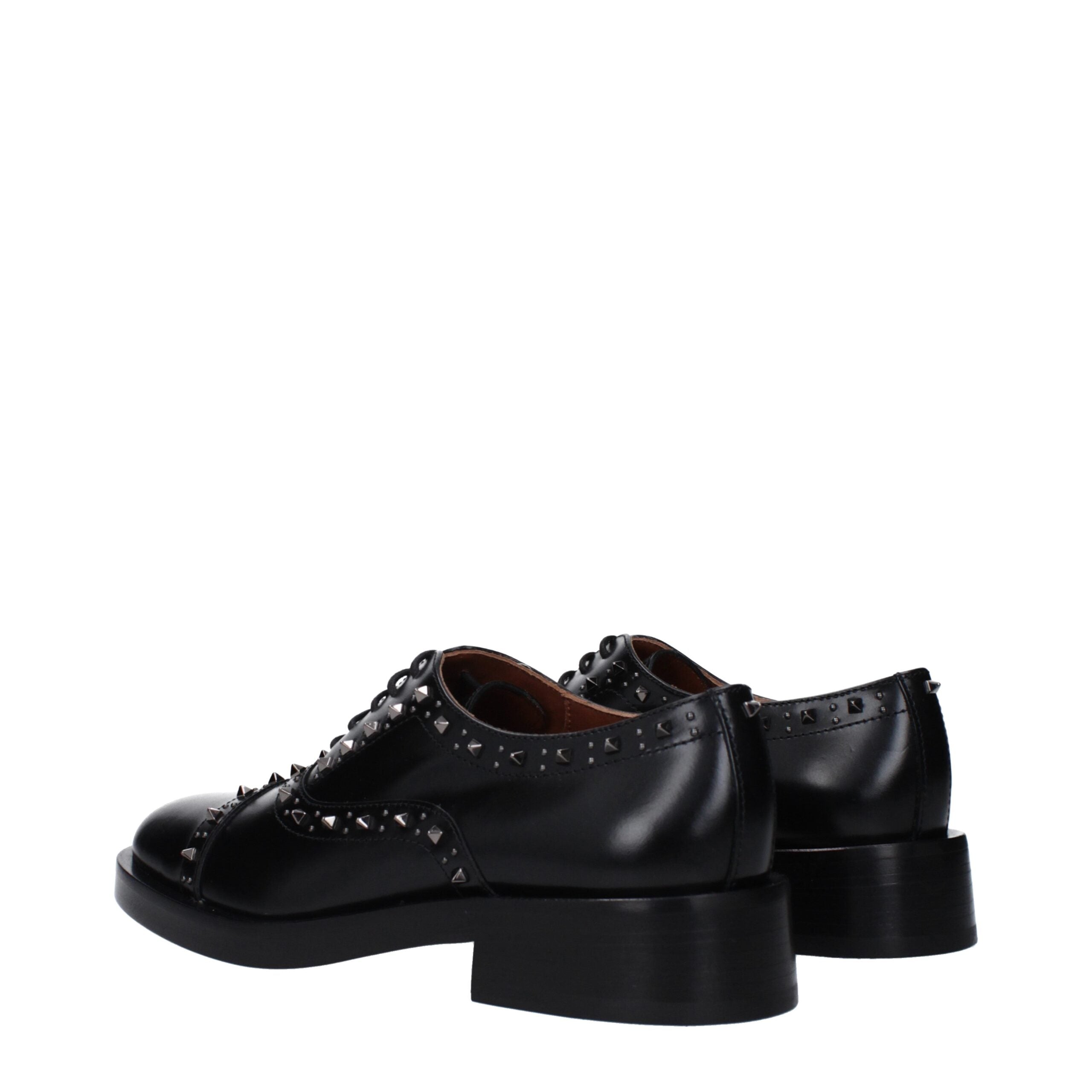 Valentino Garavani Schwarze Leder Oxfords und Derbies-4