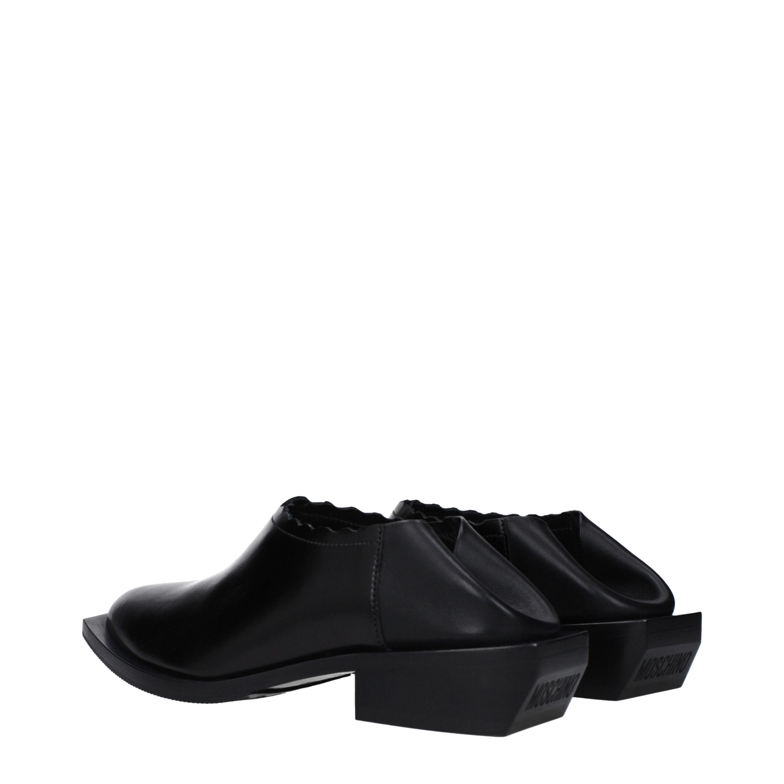 Moschino Black Leather Mules-4