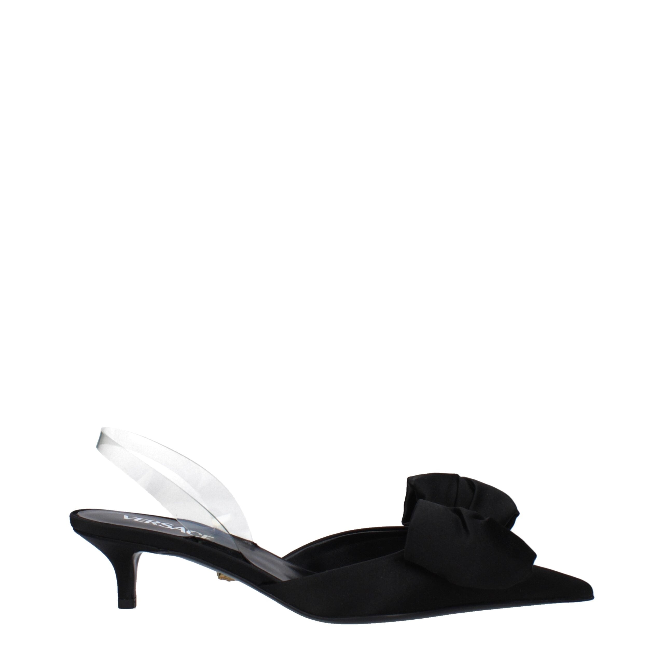Versace Black Satin Flax Sandals