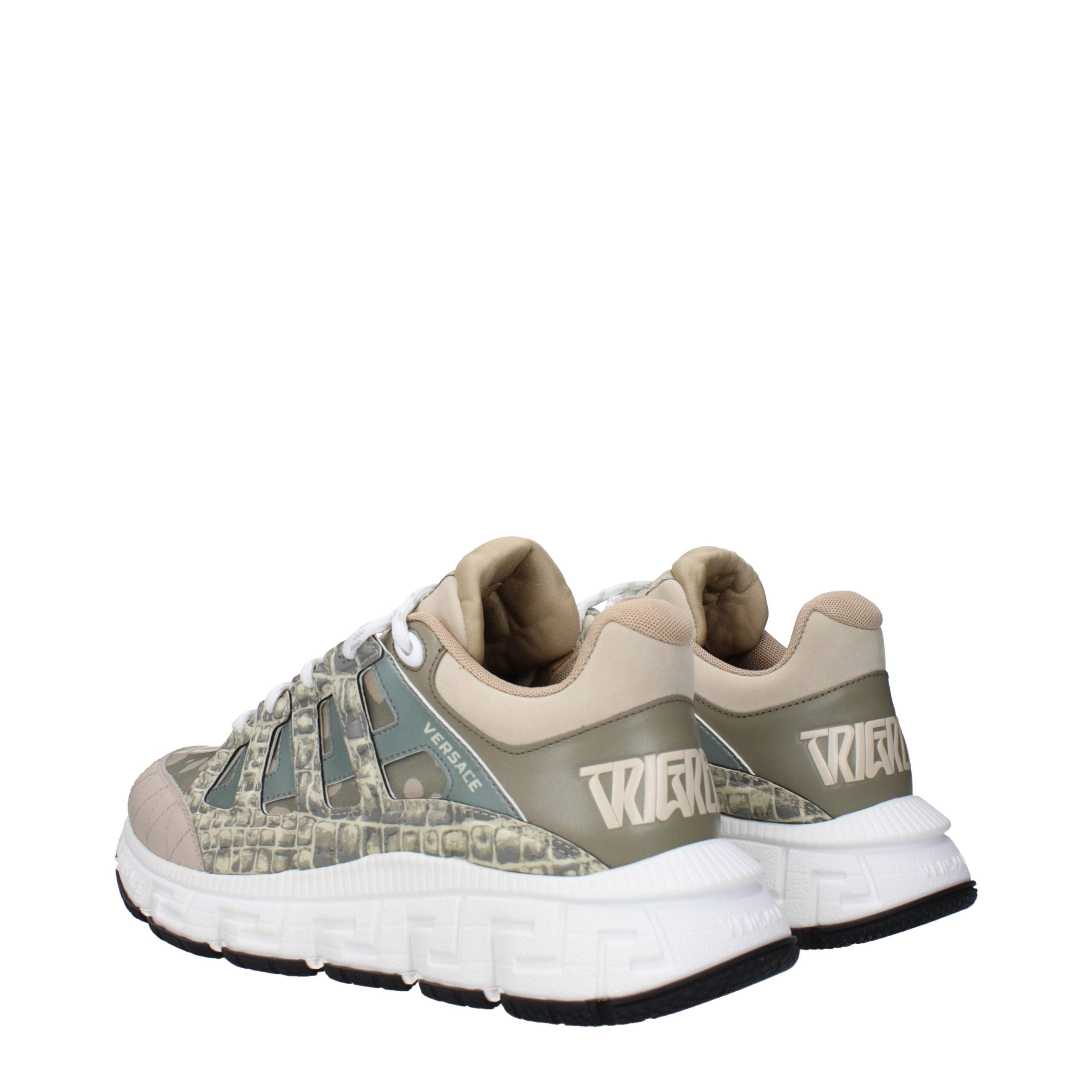 Versace green low-top fabric sneakers-4