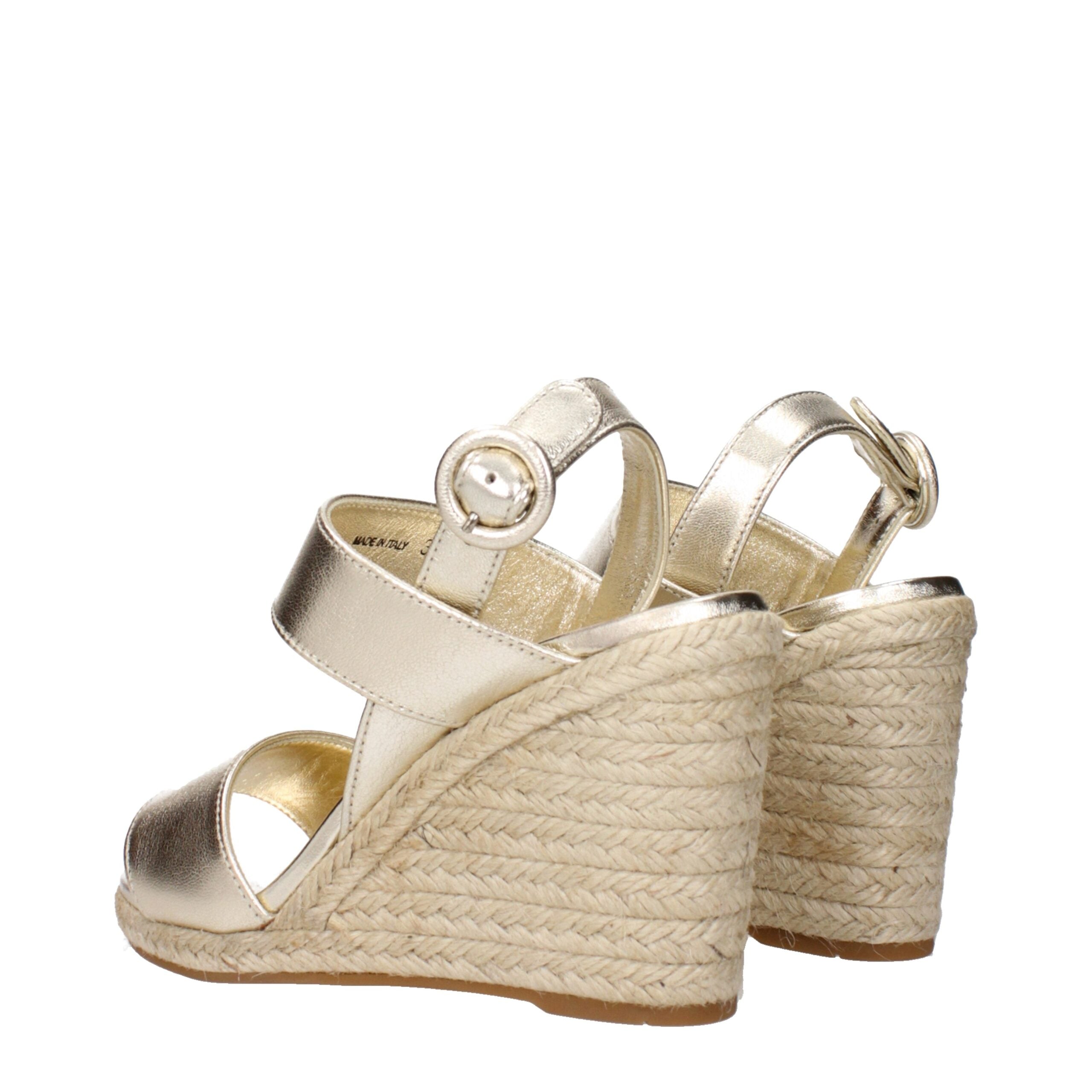 Prada Gold Leather Wedge Sandals-4