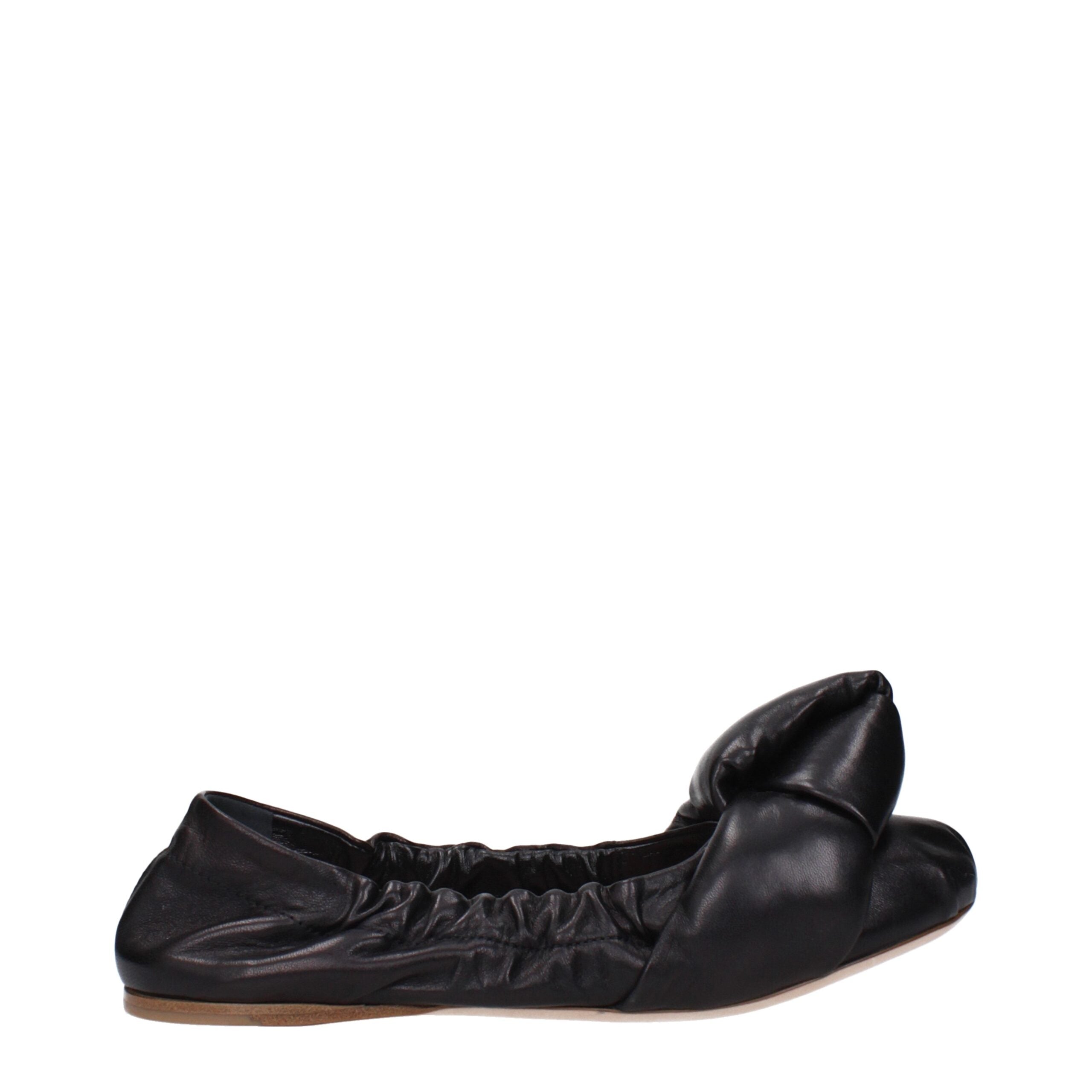 Miu Miu Schwarze Leder-Ballett-Flats-1